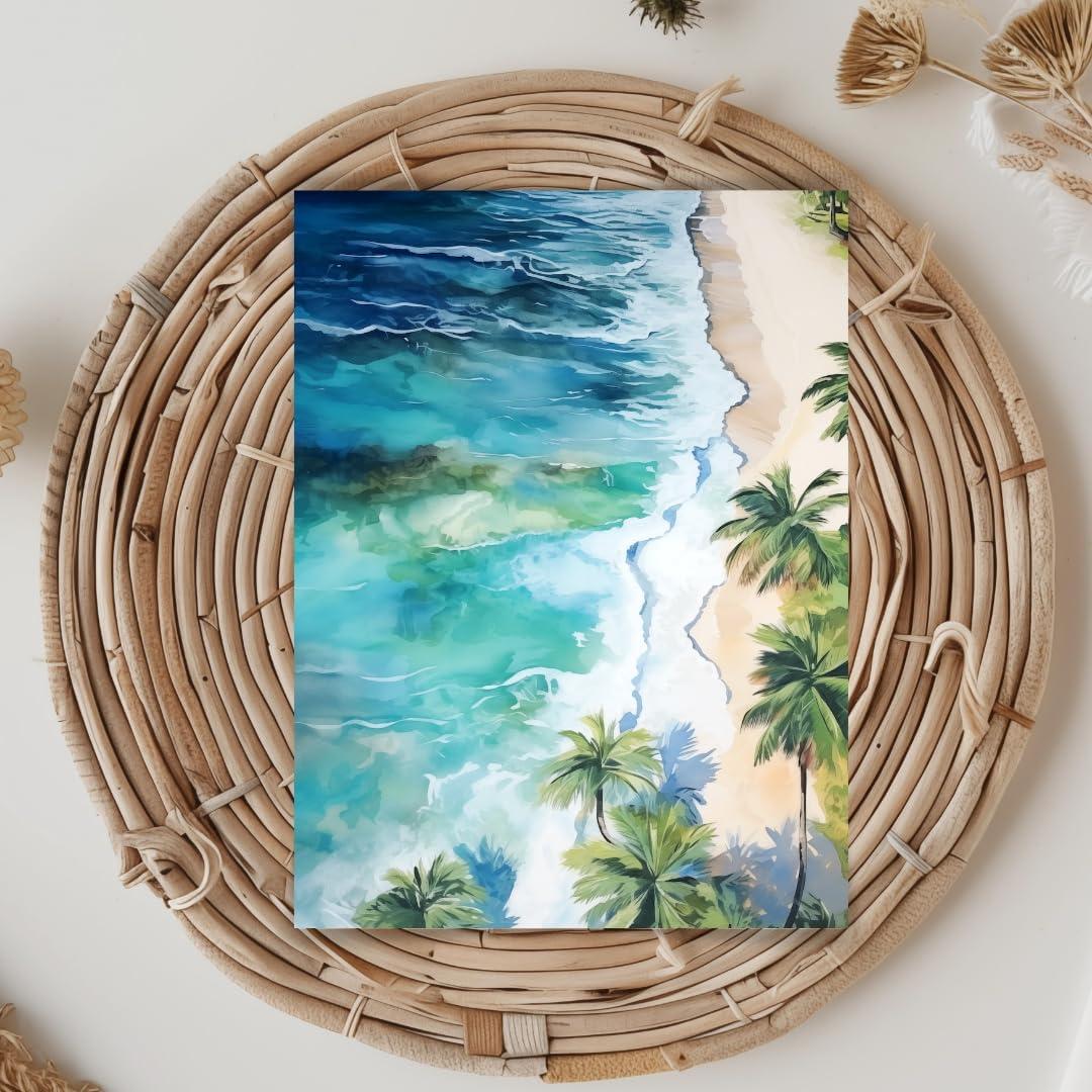 Impresión acuarela playa aérea Gios Studio 25x20 cm