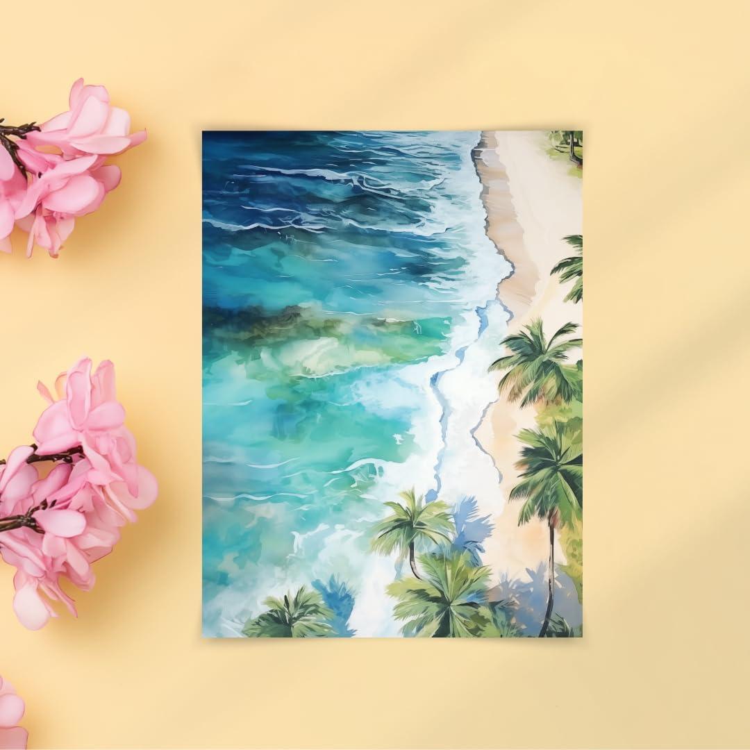 Impresión acuarela playa aérea Gios Studio 25x20 cm