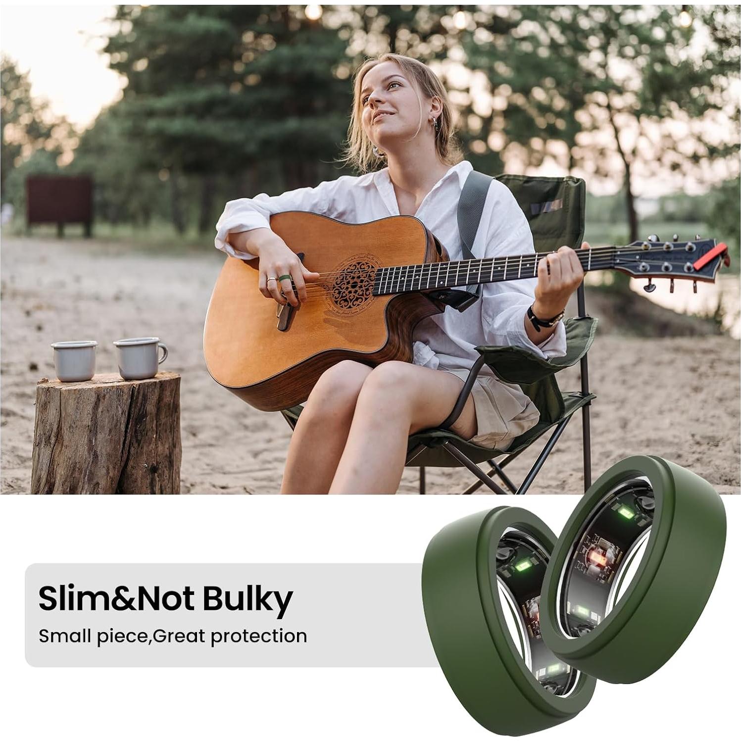 Funda Protectora Silicona FitTurn para Oura Ring Gen 3/4 - Verde M