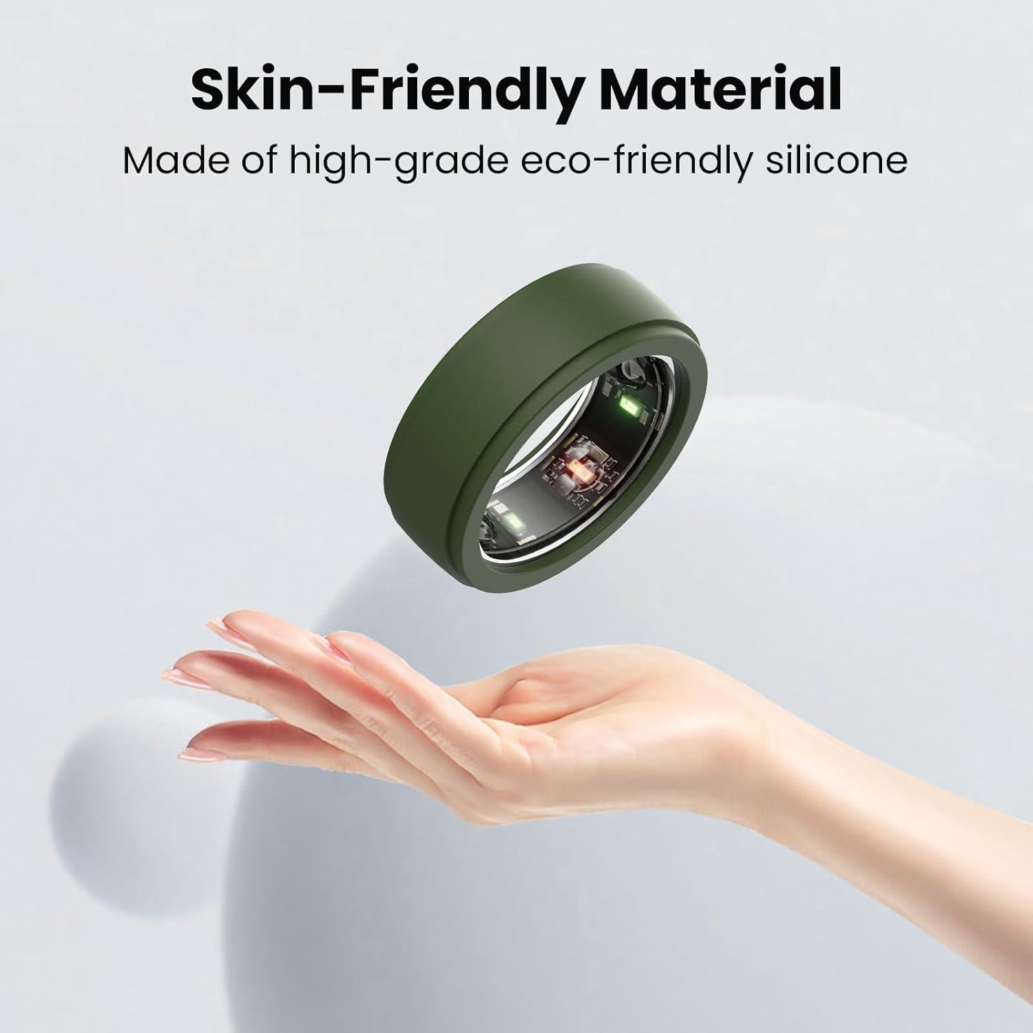 Funda Protectora Silicona FitTurn para Oura Ring Gen 3/4 - Verde M