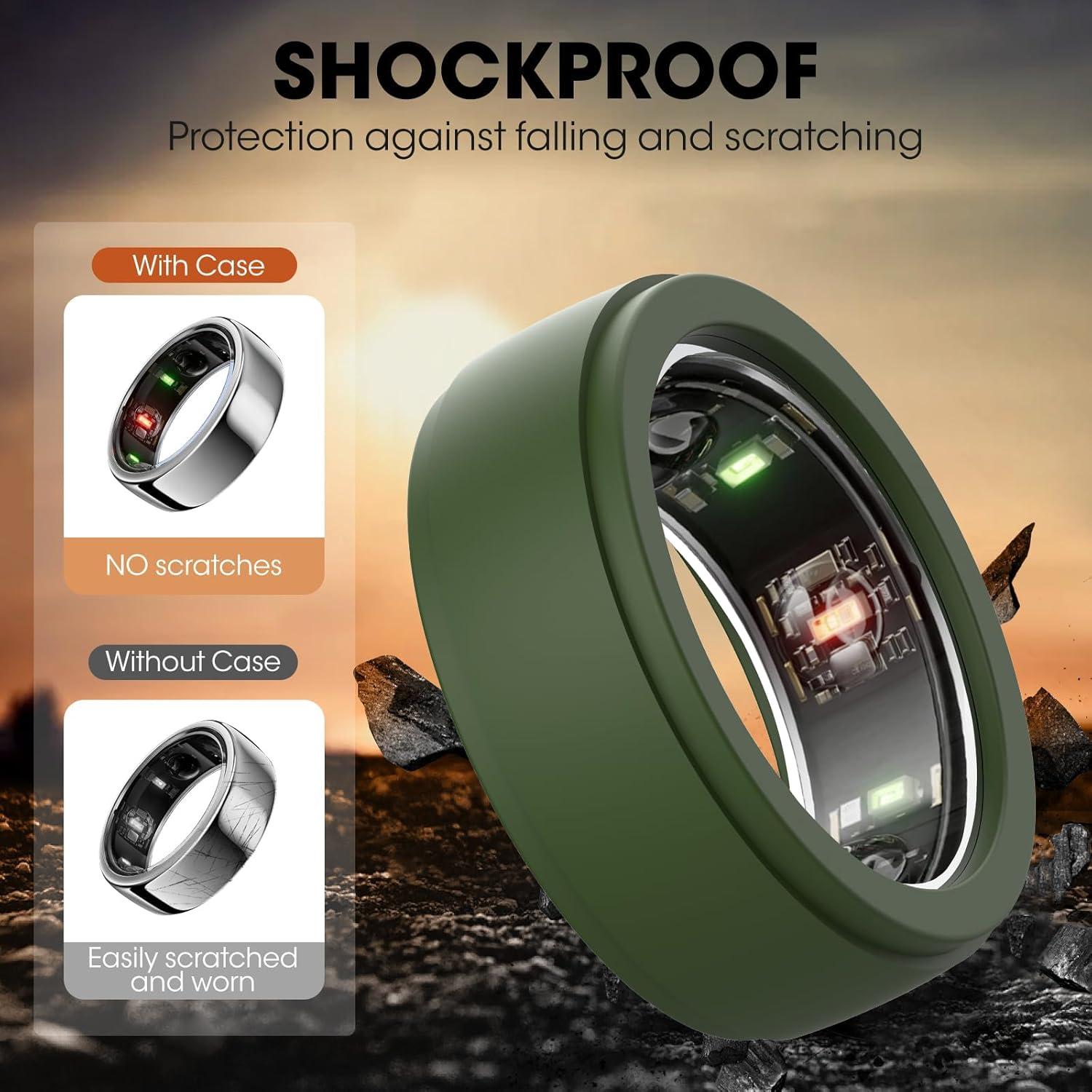 Funda Protectora Silicona FitTurn para Oura Ring Gen 3/4 - Verde M