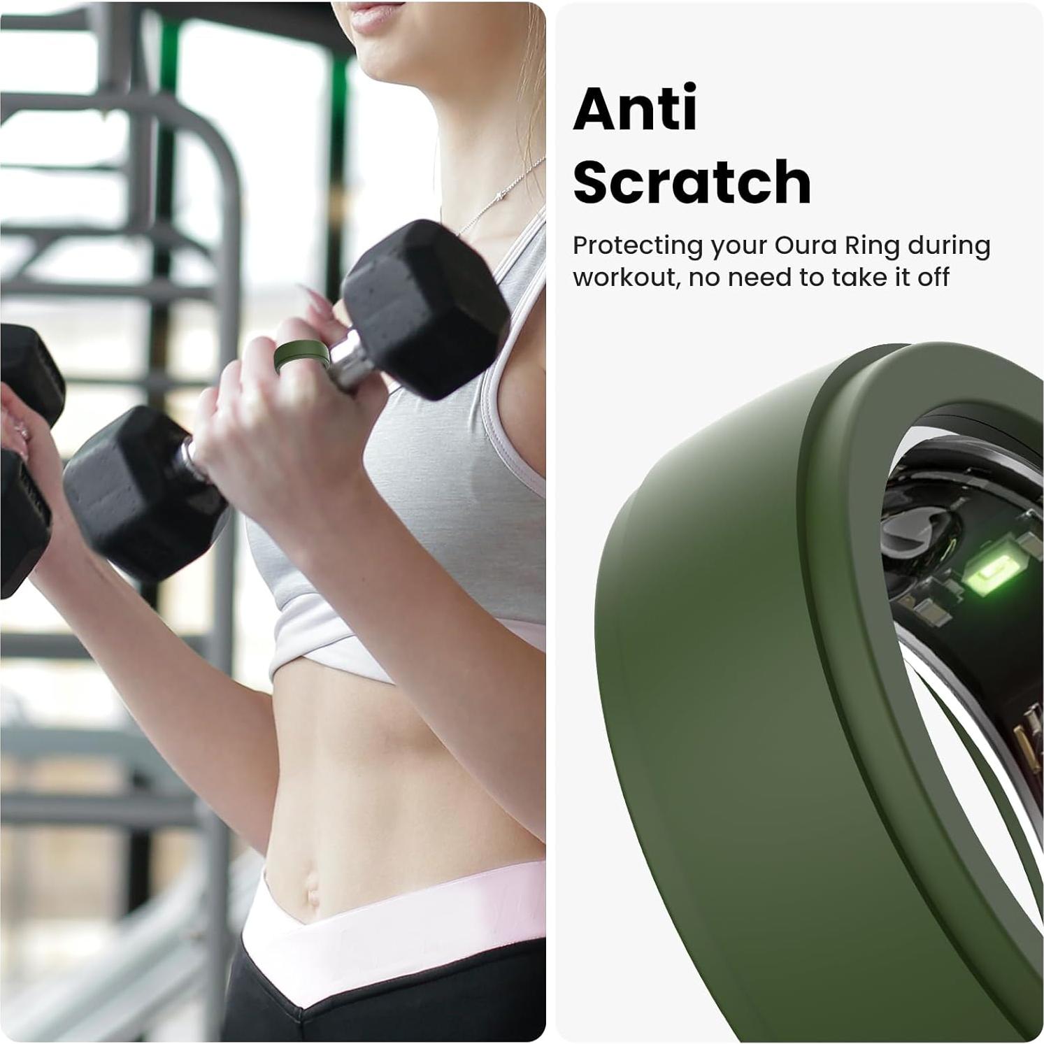 Funda Protectora Silicona FitTurn para Oura Ring Gen 3/4 - Verde M