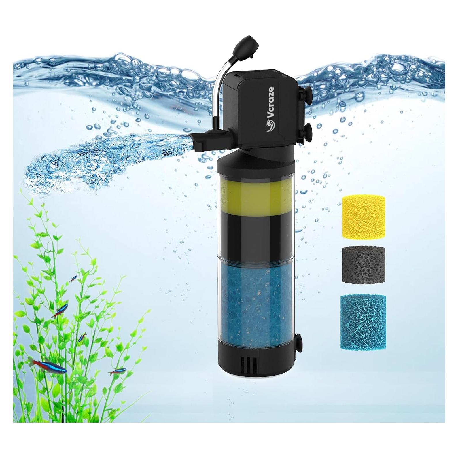 Filtro de Acuario Sumergible VCRAZE HCF-311F 3 Etapas 500 L/h
