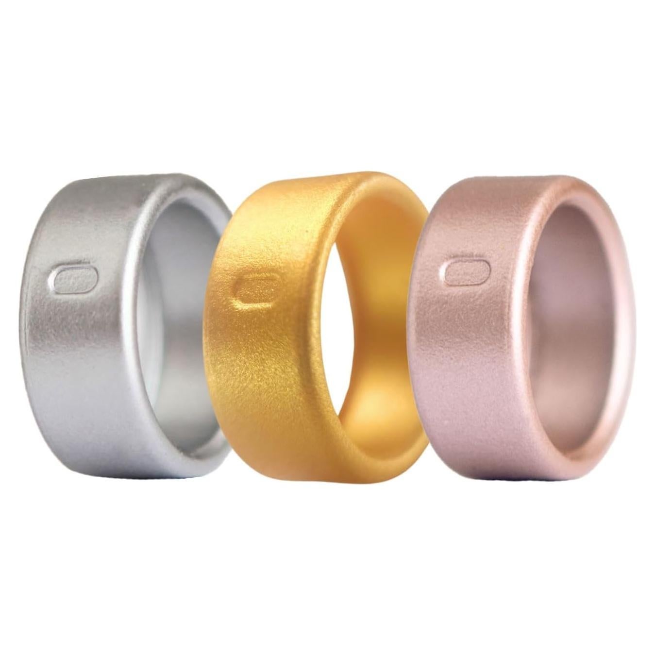 6 Pack Metallic Smart Silicone Ring Cover Compatible with Oura Ring Gen 4/3/Samsung, Surport Charging with Cover on, Anti-Scratch Elastic Protector for Men Women Daily Wear(Gold Silver Rose Gold M)