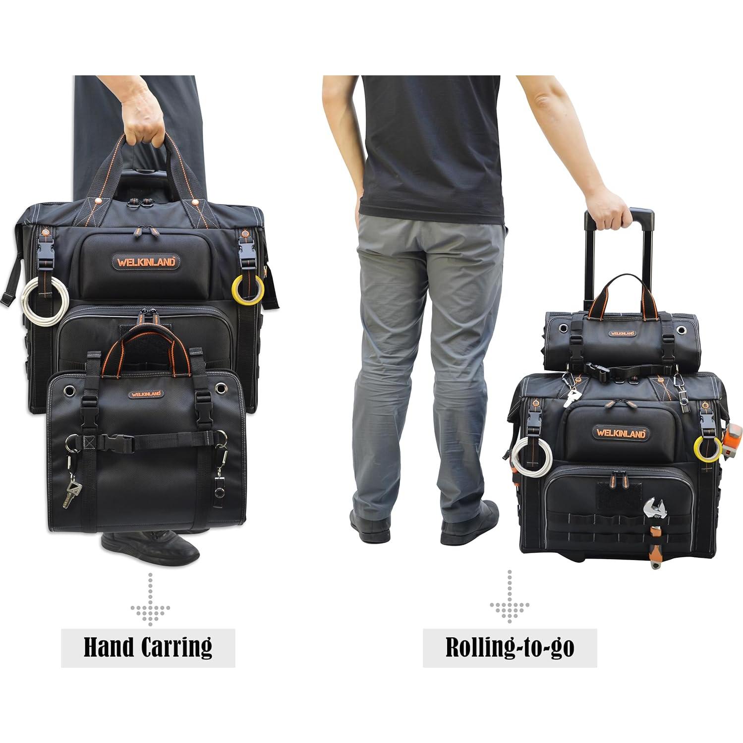 Conjunto de bolsa de herramientas WELKINLAND rodante 46 bolsillos