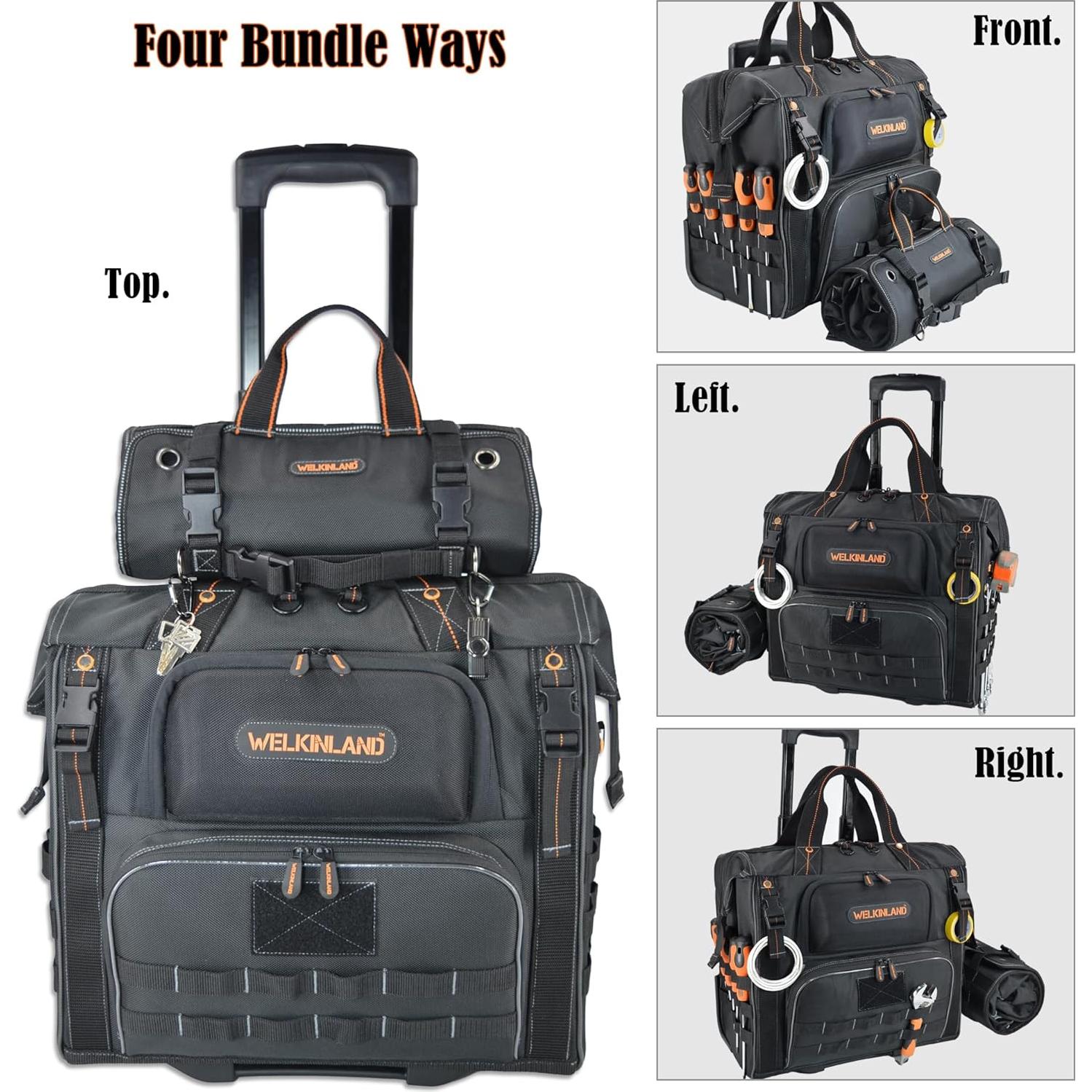 Conjunto de bolsa de herramientas WELKINLAND rodante 46 bolsillos