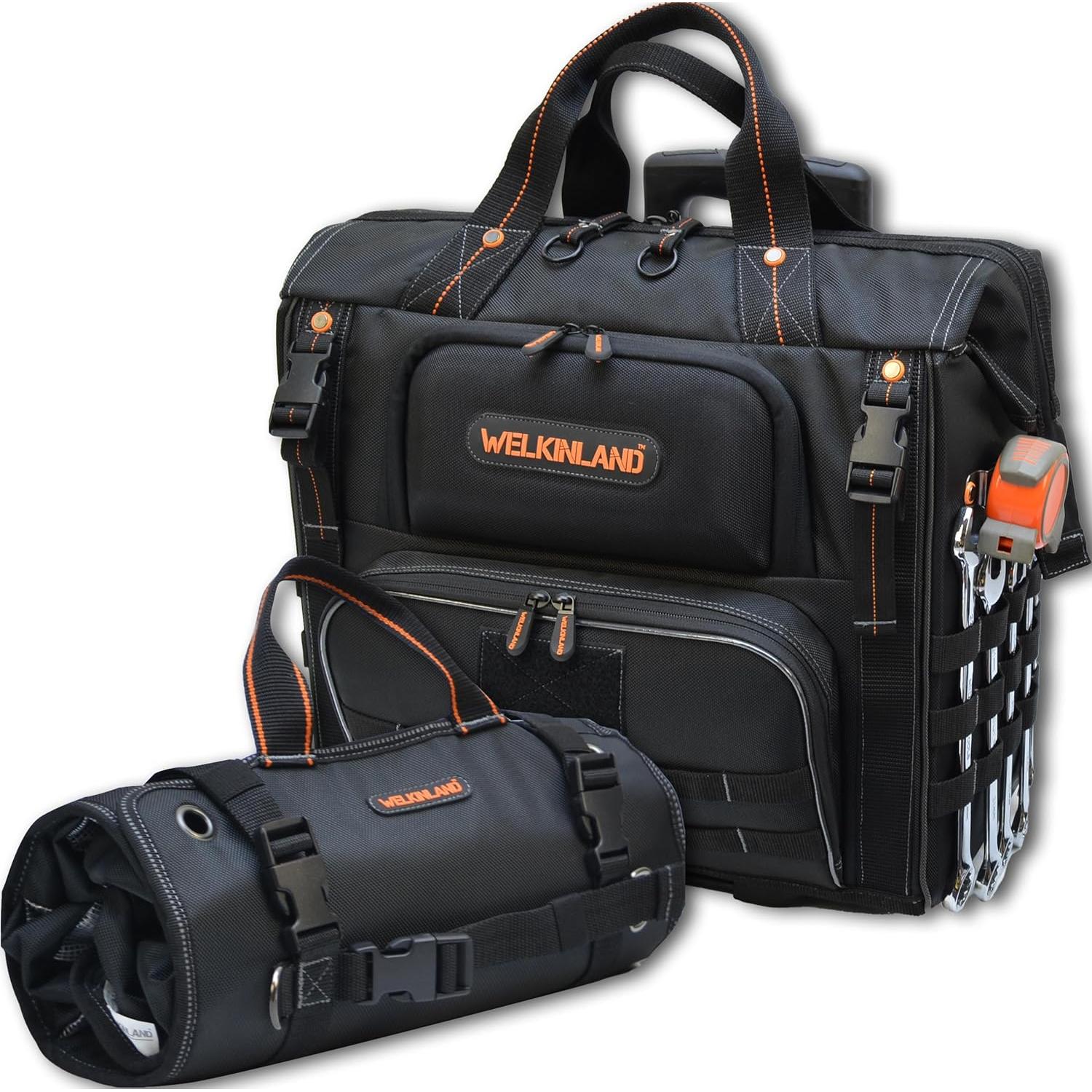 Conjunto de bolsa de herramientas WELKINLAND rodante 46 bolsillos