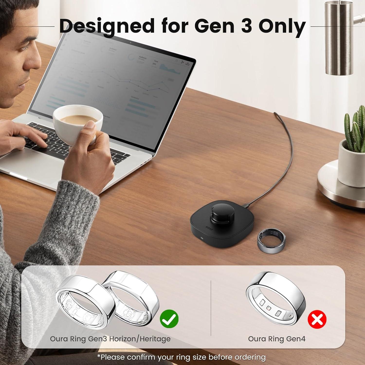 Cargador Rápido USB-C Oura Ring Gen 3 Tamaño 8 - Sylacor