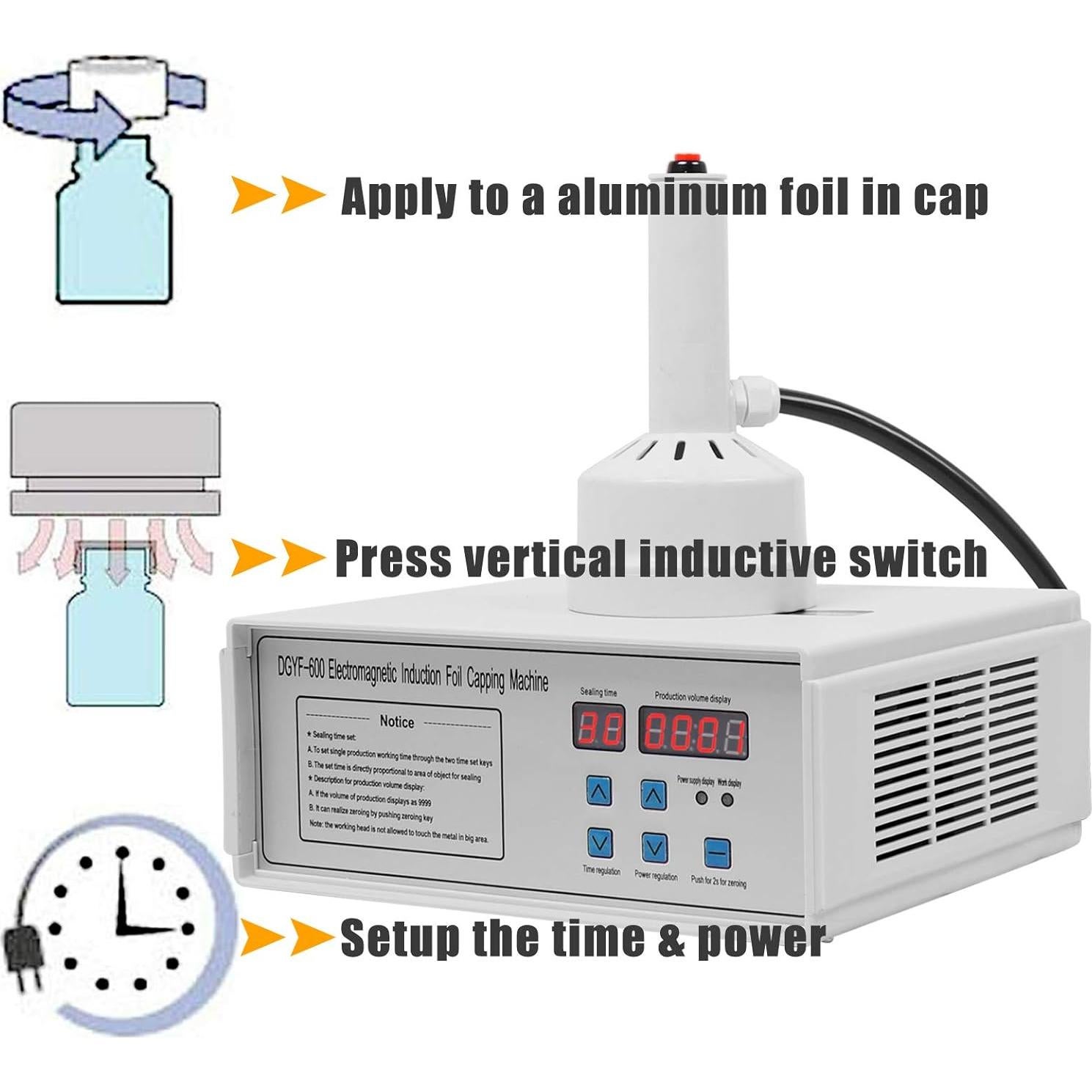 Sellador de Inducción Portátil AnEssOil 20-100mm 110V