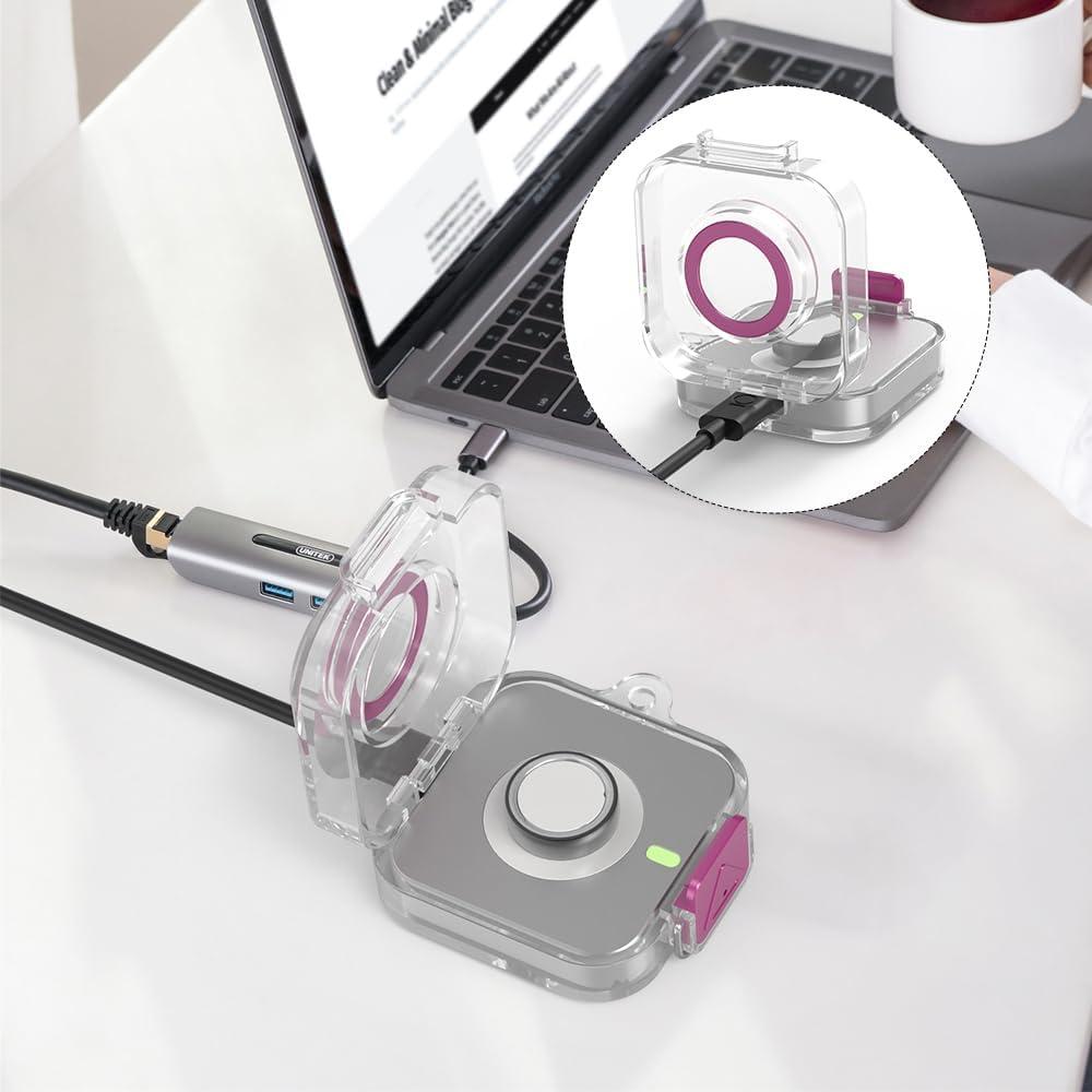 Funda Protectora TPU para Cargador Oura Ring Gen 4 con Llavero Morado