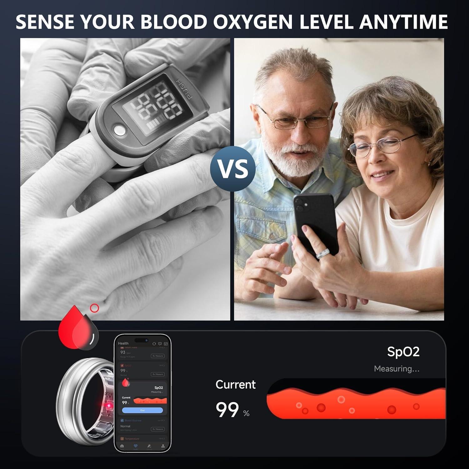 Anillo Inteligente SEEKZERO Plata 11 - Monitoreo de Salud y Fitness