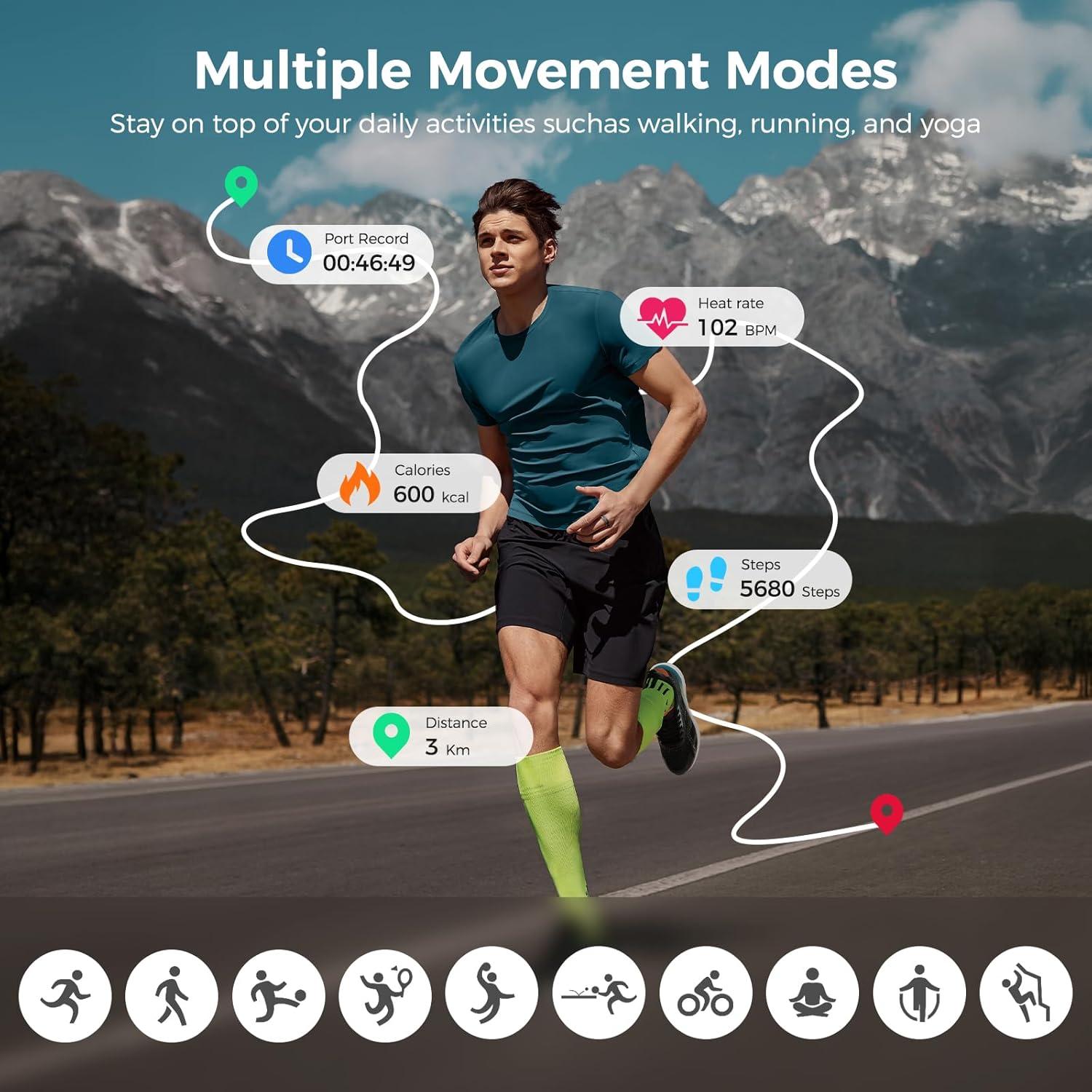 Anillo Inteligente Oucscru Plata 8# Monitoreo Salud y Sueño