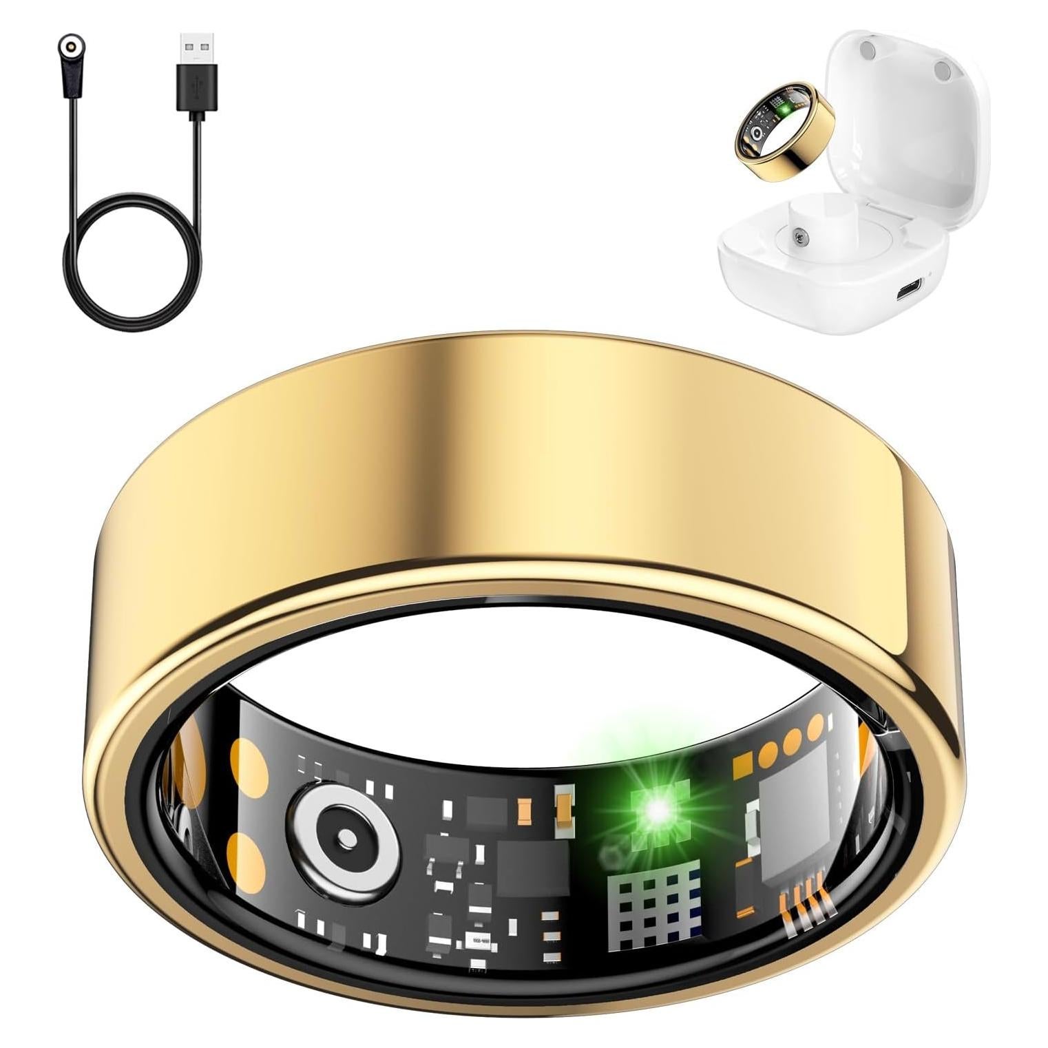 Anillo Inteligente de Salud REWSX Dorado 7# - Monitoreo Fitness