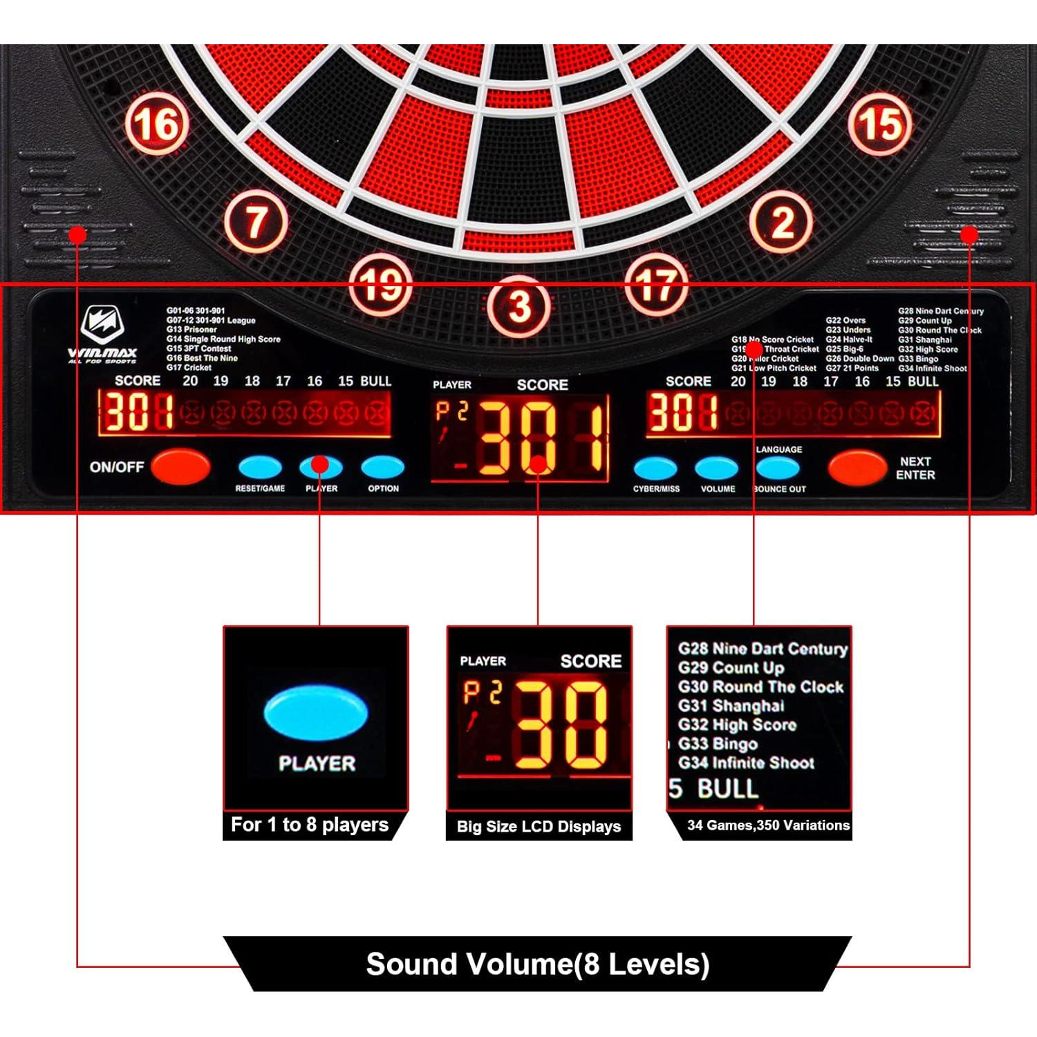 Tablero de Dardos Electrónico WIN.MAX con Gabinete MDF 50.8 cm
