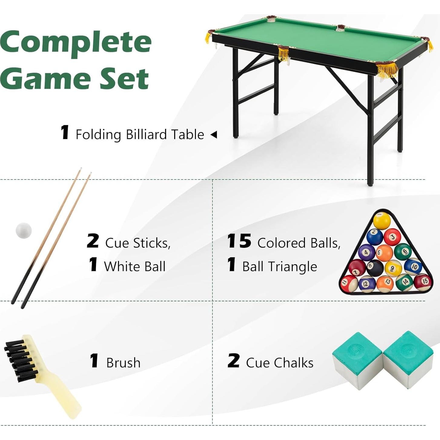 Mesa de Billar Plegable Goplus 121.9 cm con Accesorios