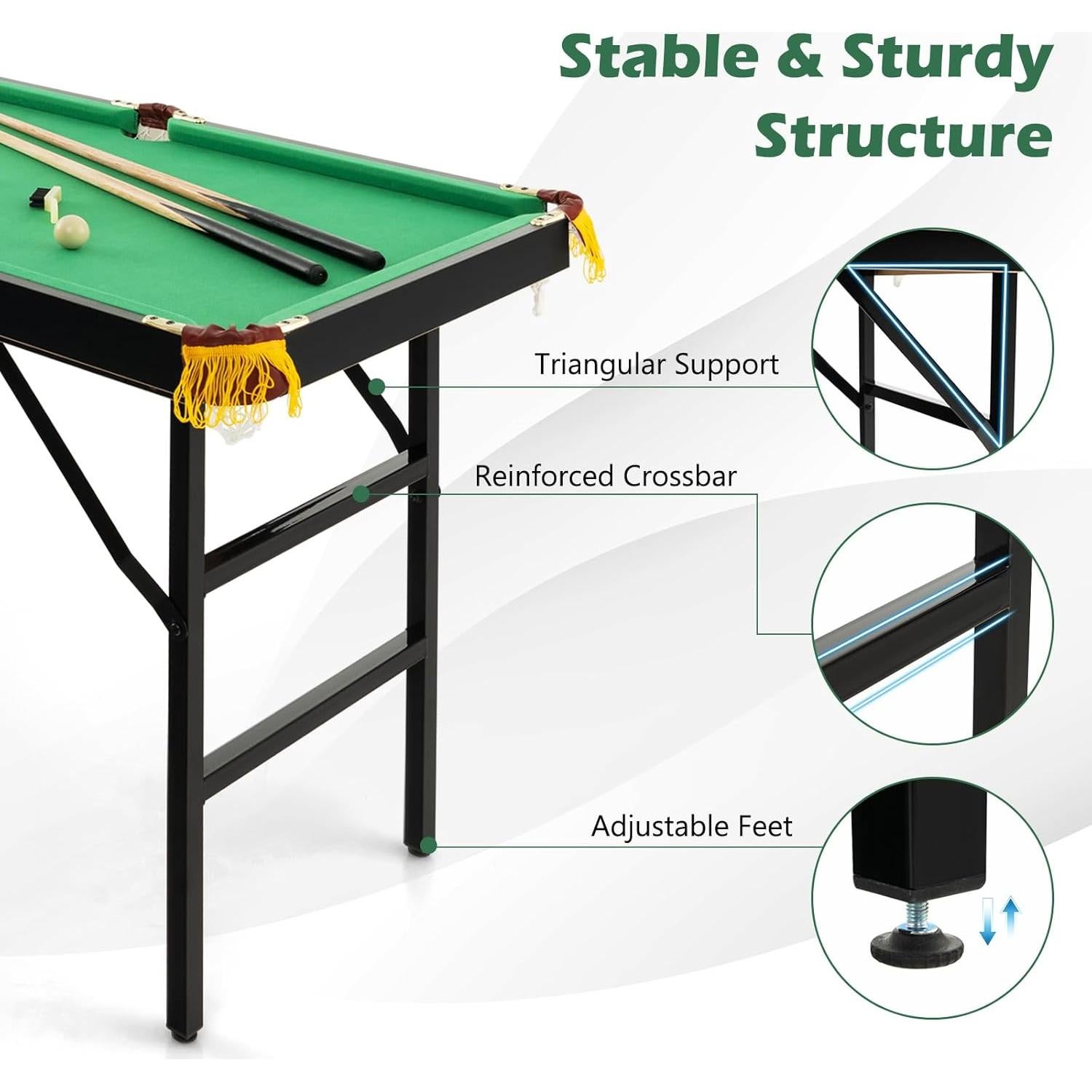 Mesa de Billar Plegable Goplus 121.9 cm con Accesorios