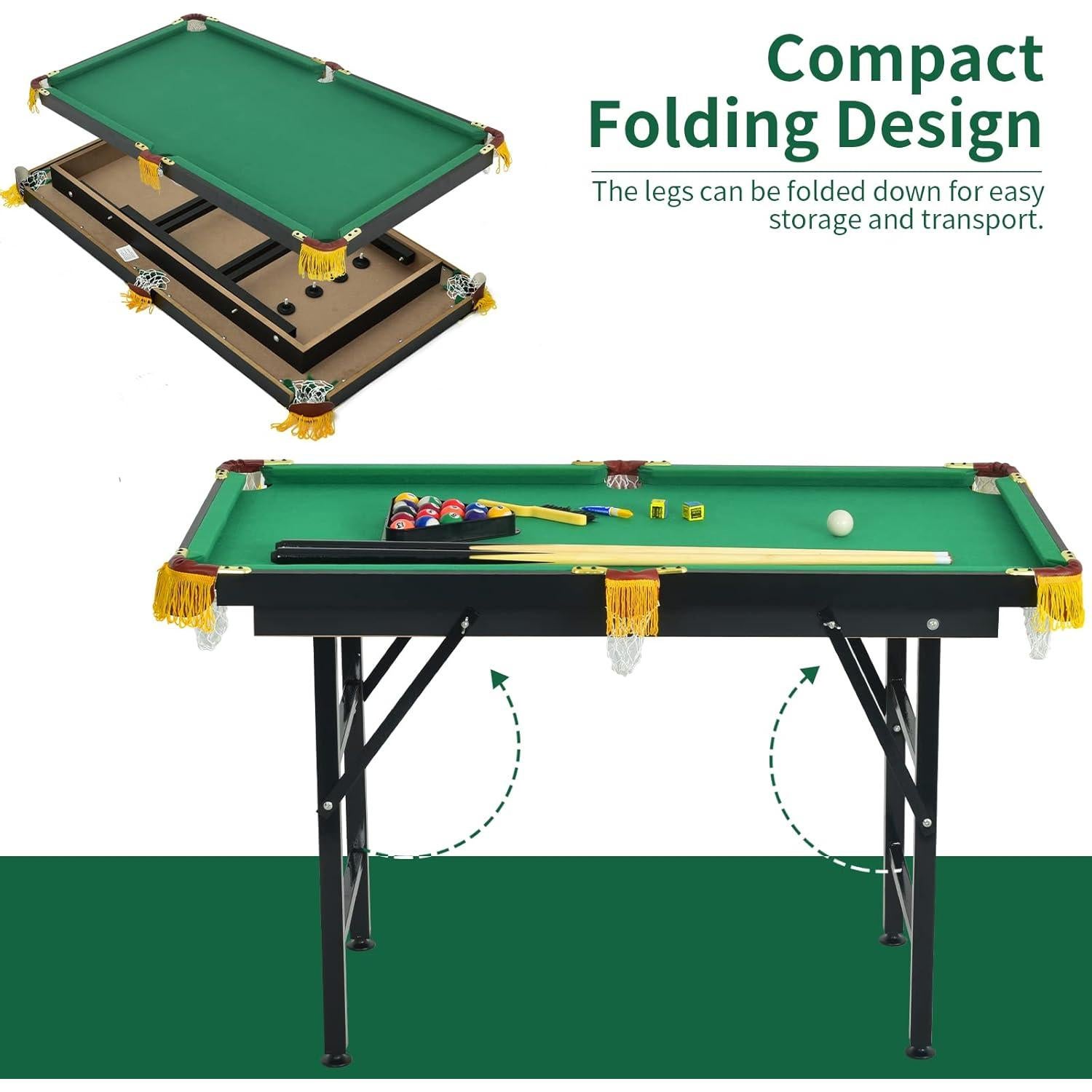 Mesa de Billar Plegable AKUSTIK 119.4x66 cm Verde con Accesorios