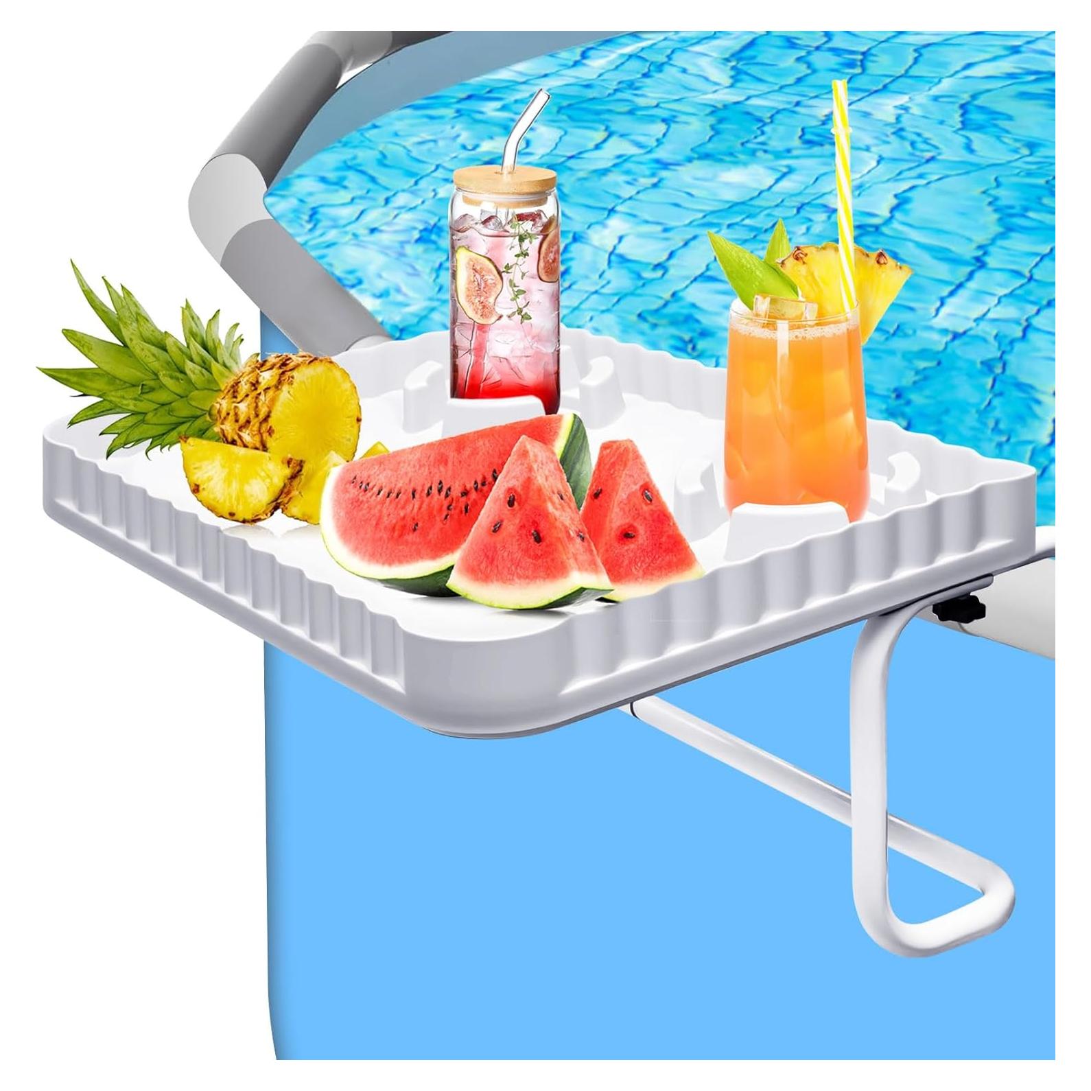 Barra de piscina elevada KBOROVER con 2 portavasos - Blanco