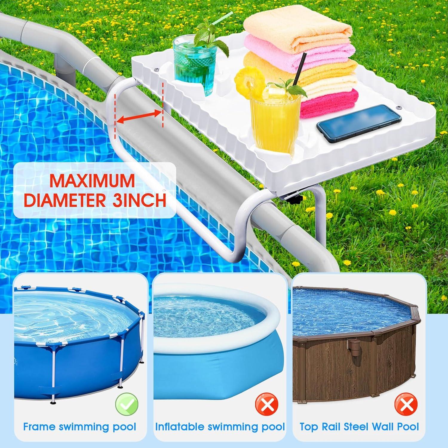 Barra de piscina elevada KBOROVER con 2 portavasos - Blanco