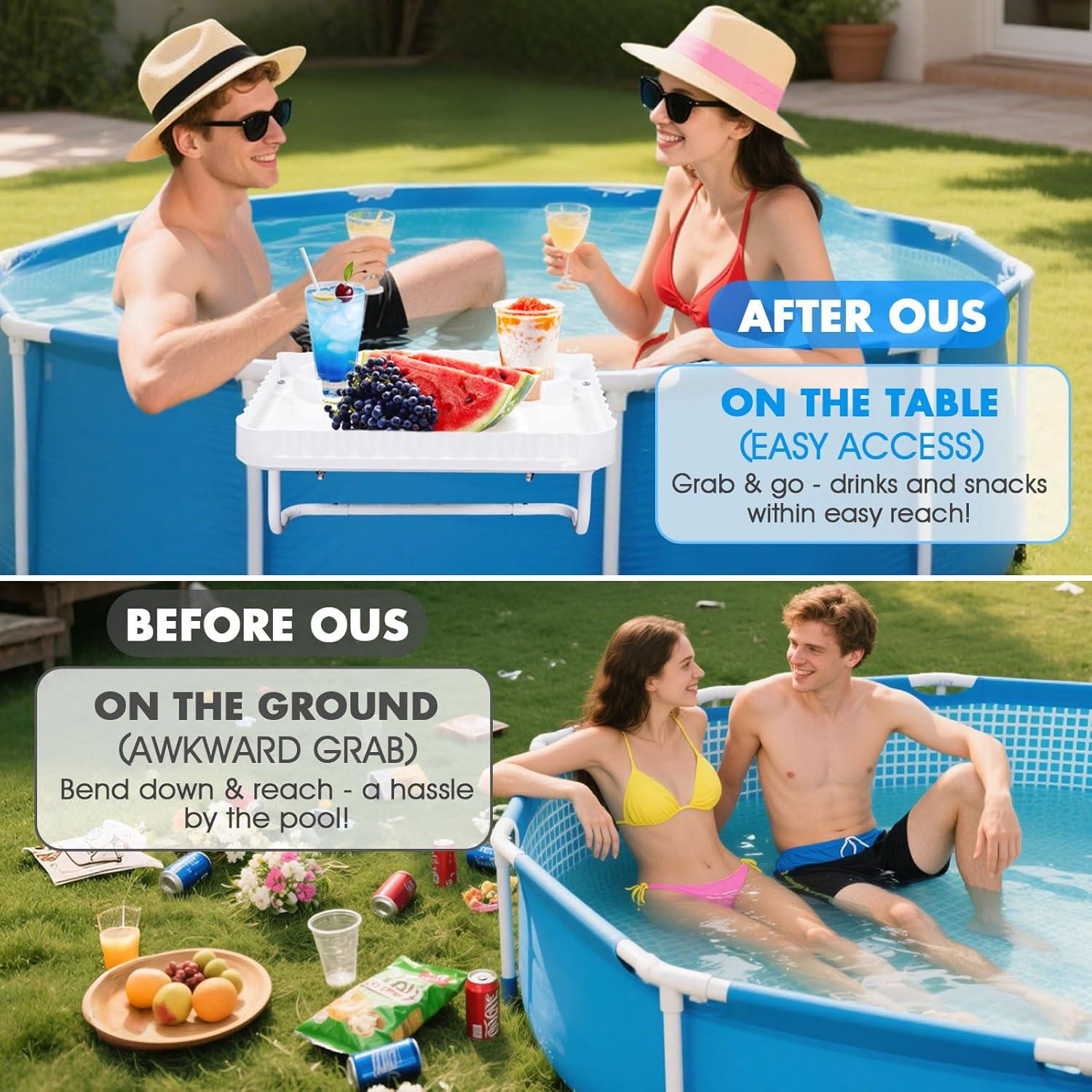 Barra de piscina elevada KBOROVER con 2 portavasos - Blanco