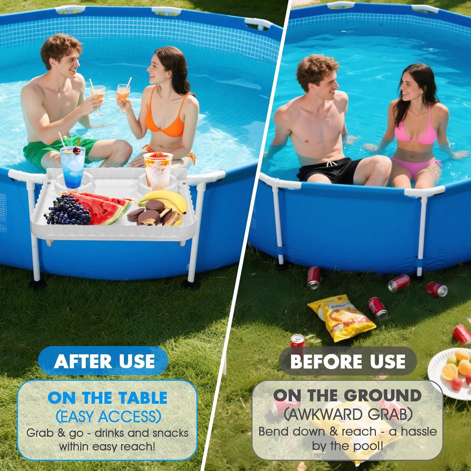 Barra de Piscina Elevada Tryitsbest Blanca para Bebidas y Snacks