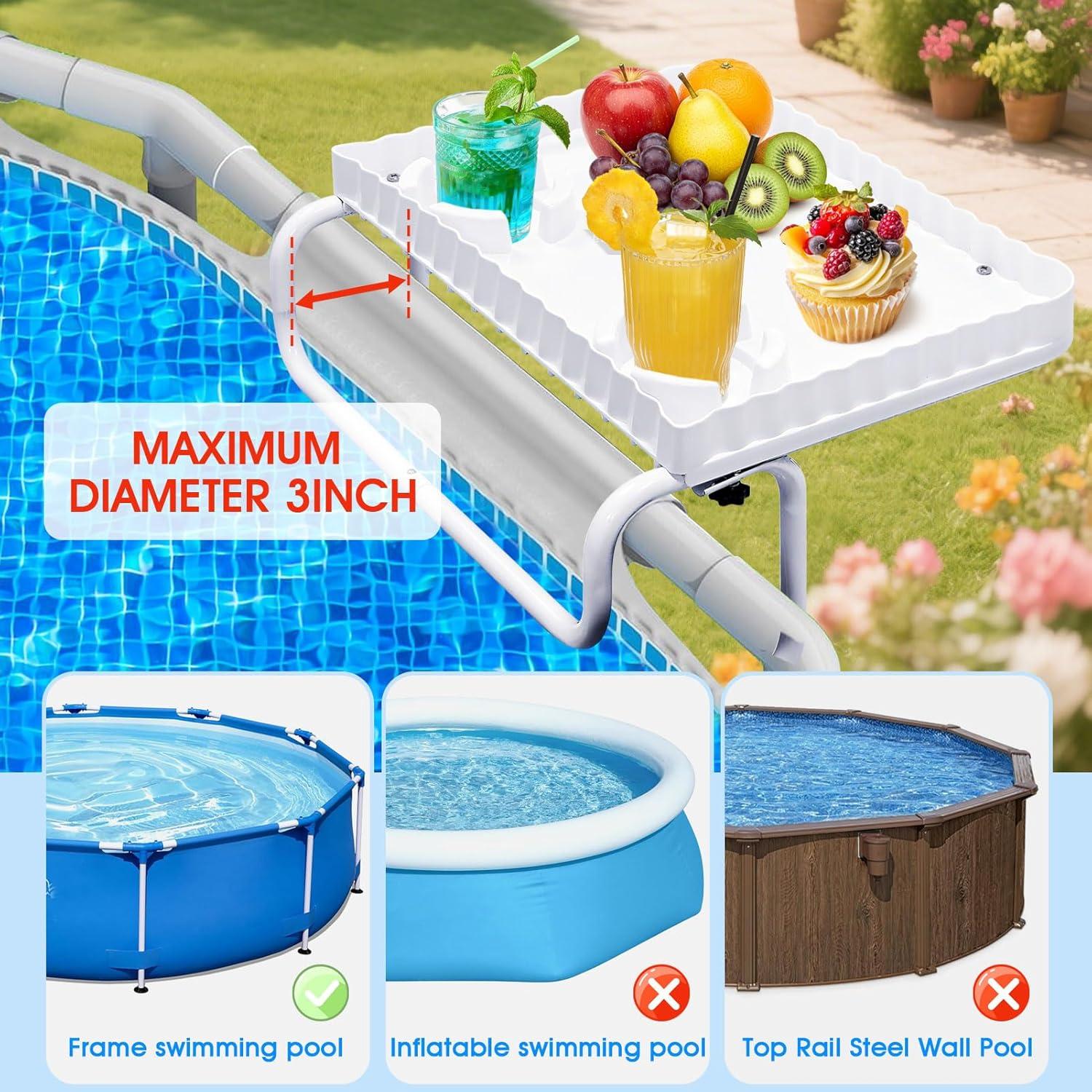 Barra de Piscina Elevada Tryitsbest Blanca para Bebidas y Snacks