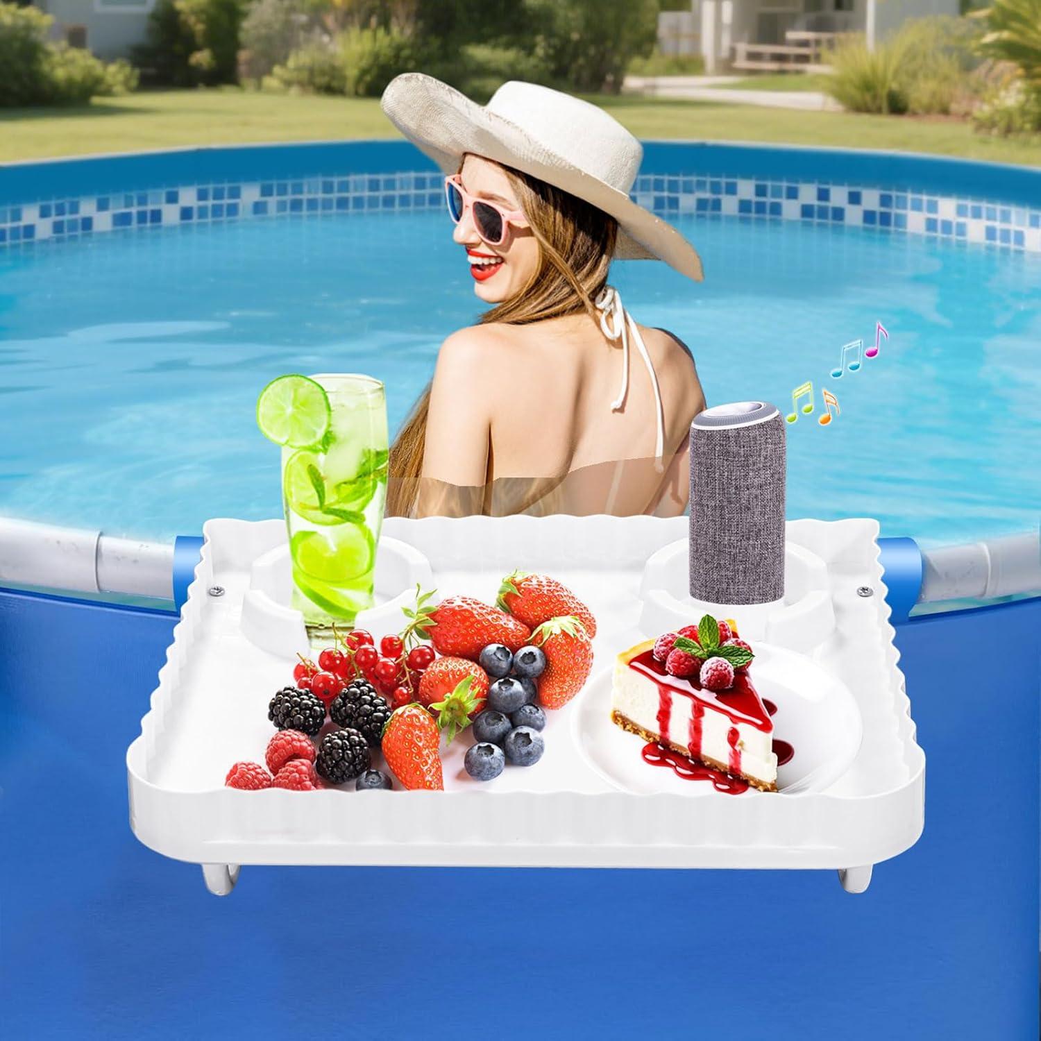 Barra de Piscina Elevada Tryitsbest Blanca para Bebidas y Snacks