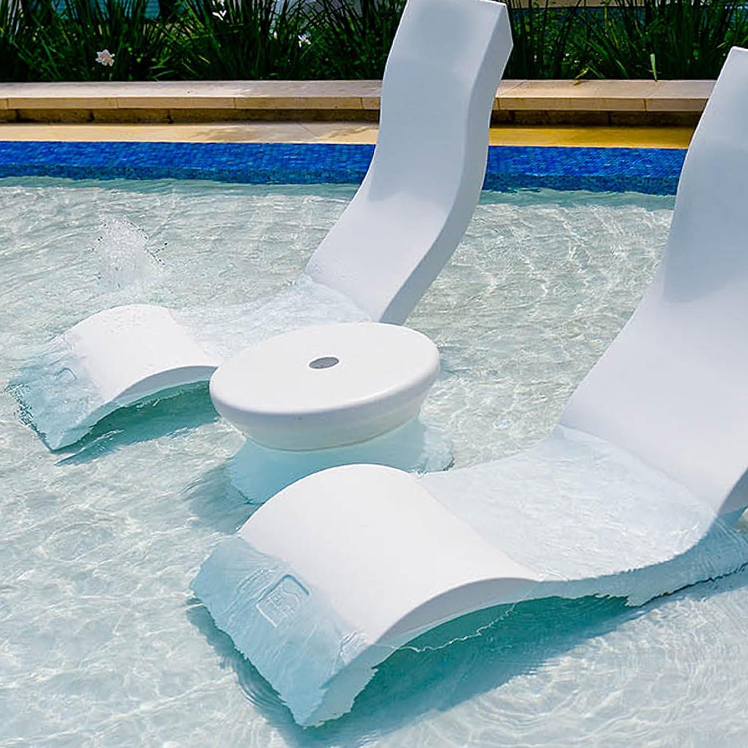 Mesa Lateral de Piscina Ledge Lounger con Agujero para Paraguas