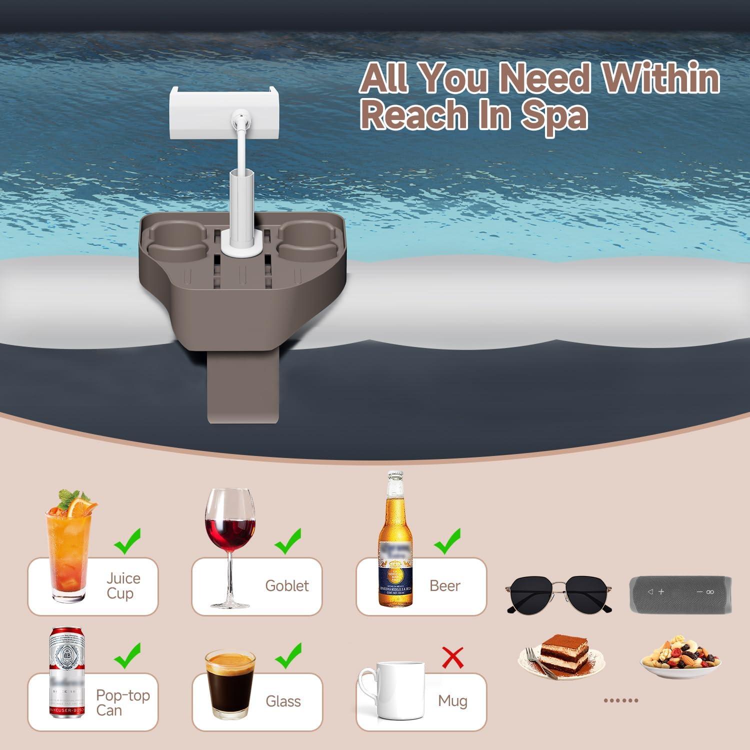 Mesa de bandeja ajustable POOLCOMFT para jacuzzi 3 en 1