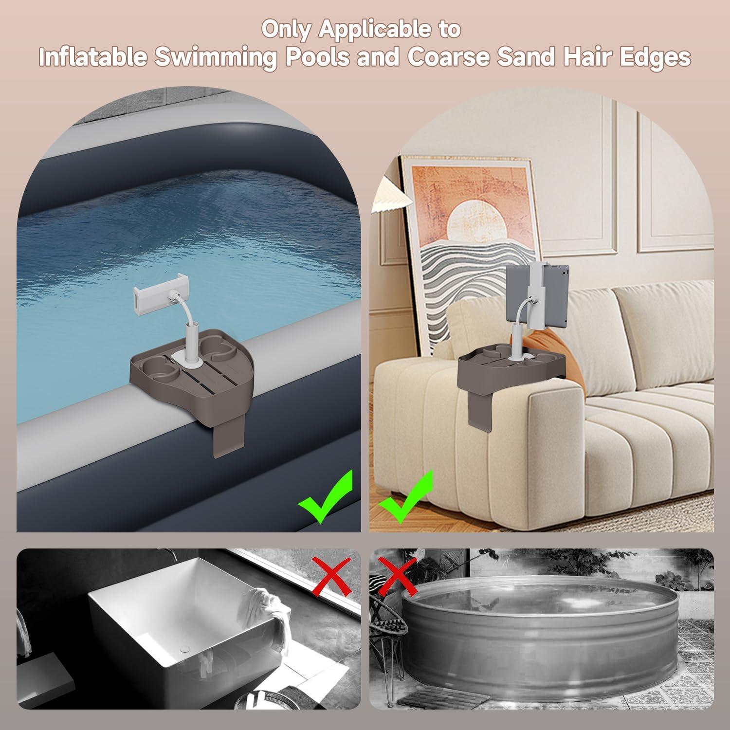 Mesa de bandeja ajustable POOLCOMFT para jacuzzi 3 en 1