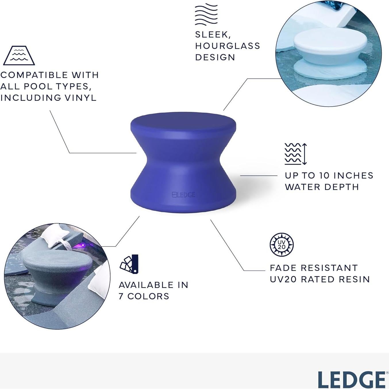 Mesa Lateral Ledge Lounger Signature - Resistente a Todo Clima - 45.7x45.7 cm - Blanco