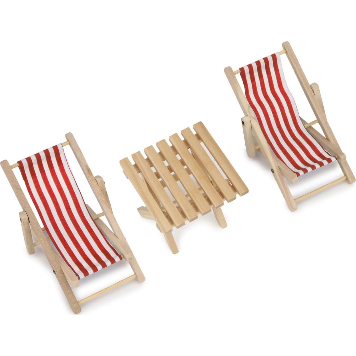 Set Miniatura Sillas de Playa y Mesa Cutemini 1:12 Rojo