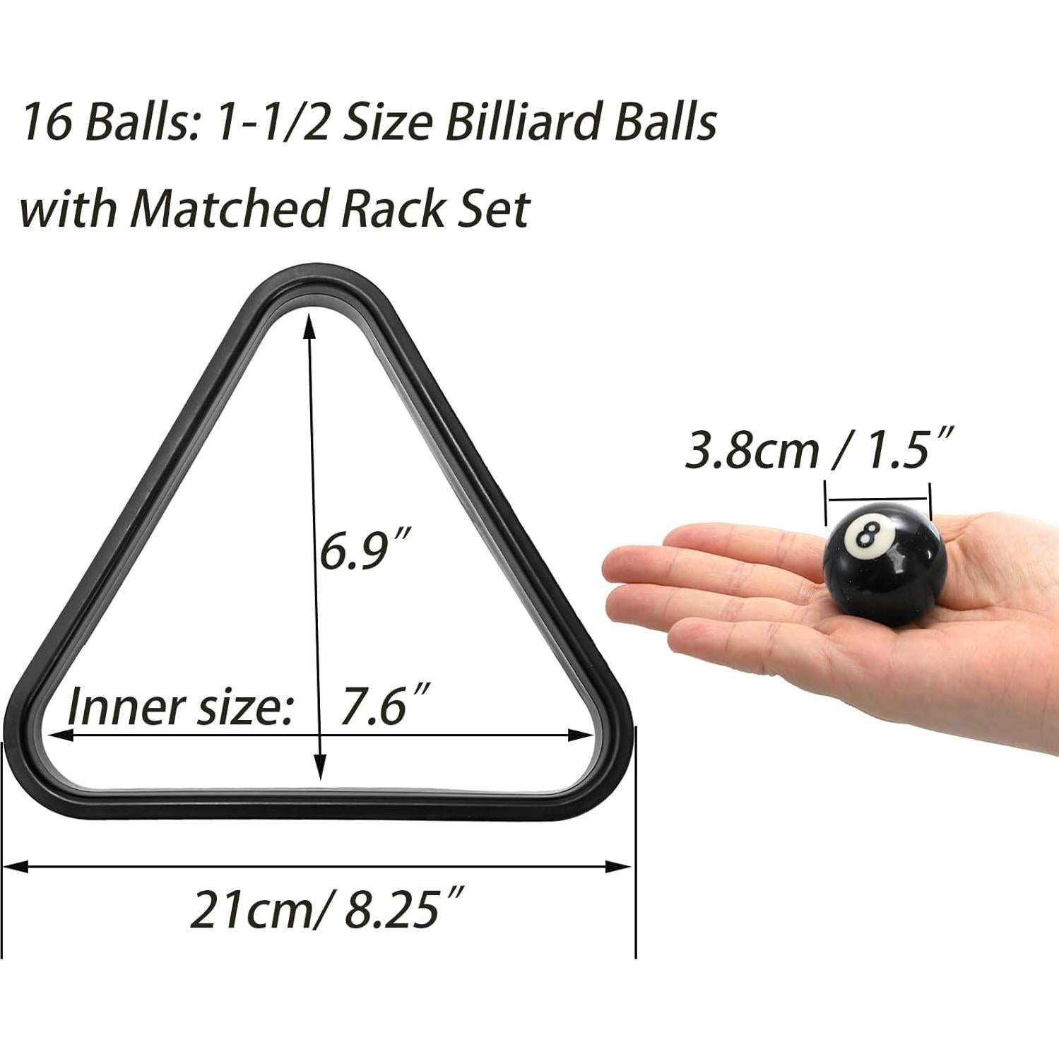 Juego de Bolas de Billar Mini TOPZEA 3.81 cm con Rack