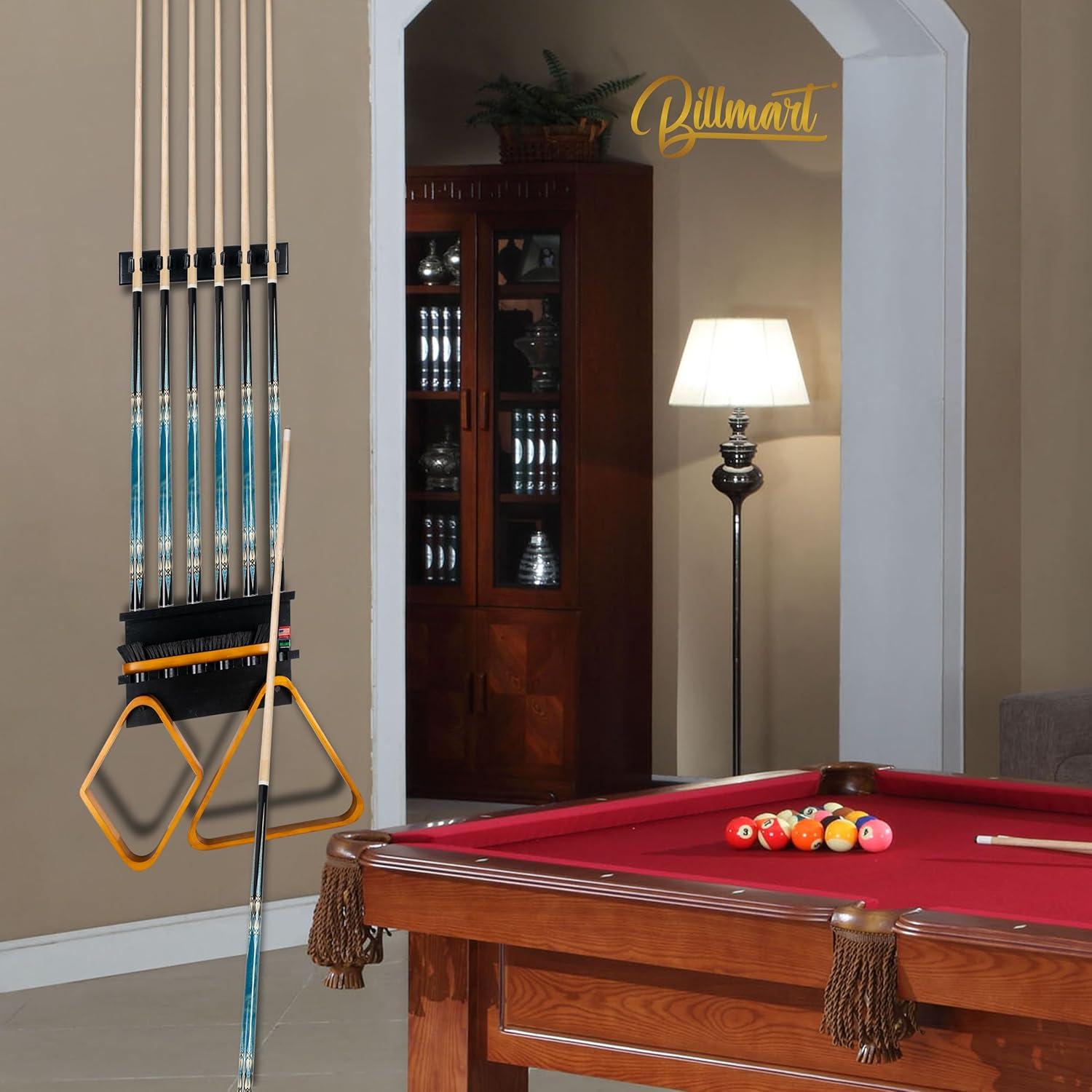 Soporte de Palos de Pool Billmart para 6 Palos Montaje en Pared