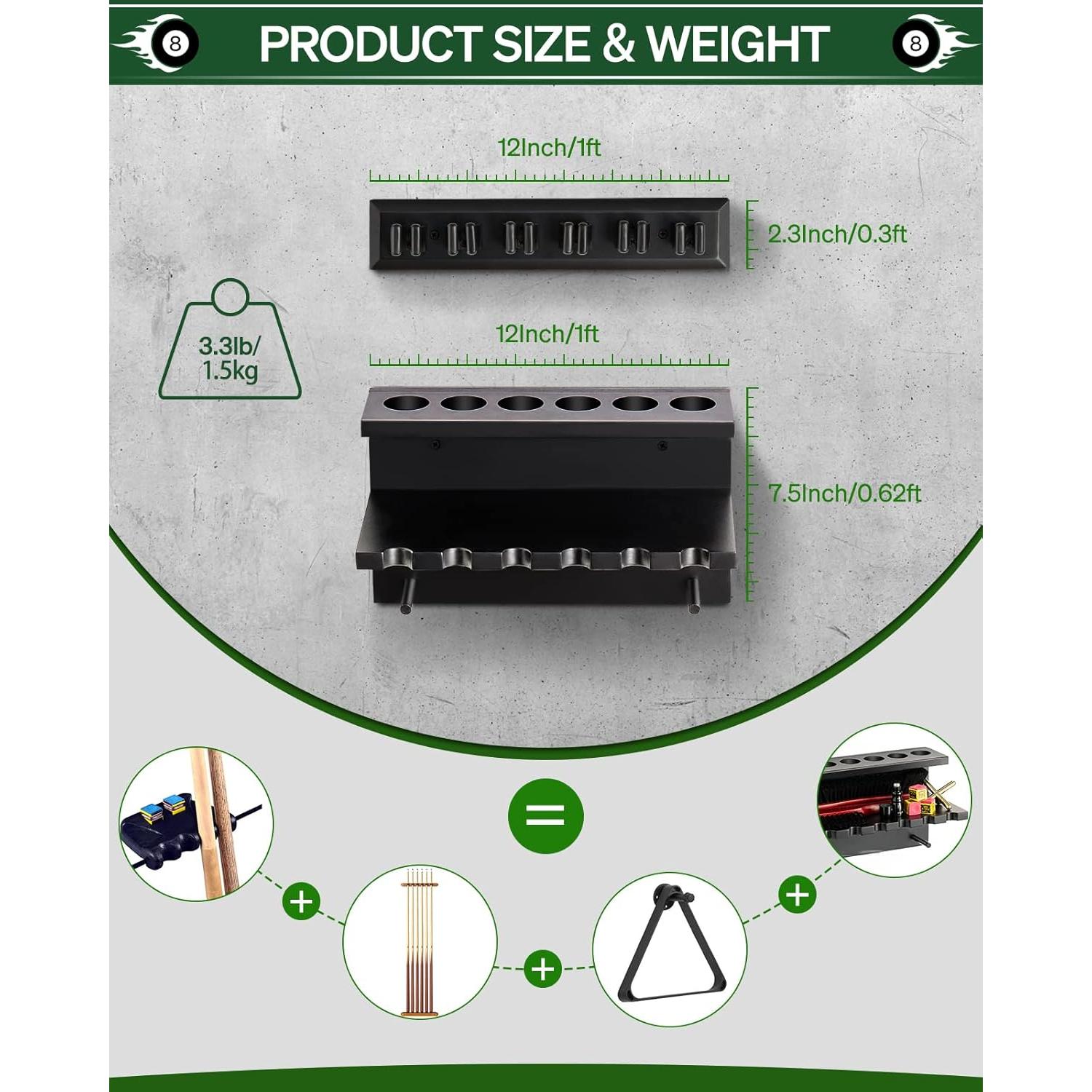 Soporte de Pala de Pool EXTCCT Montado en Pared para 6 Palas