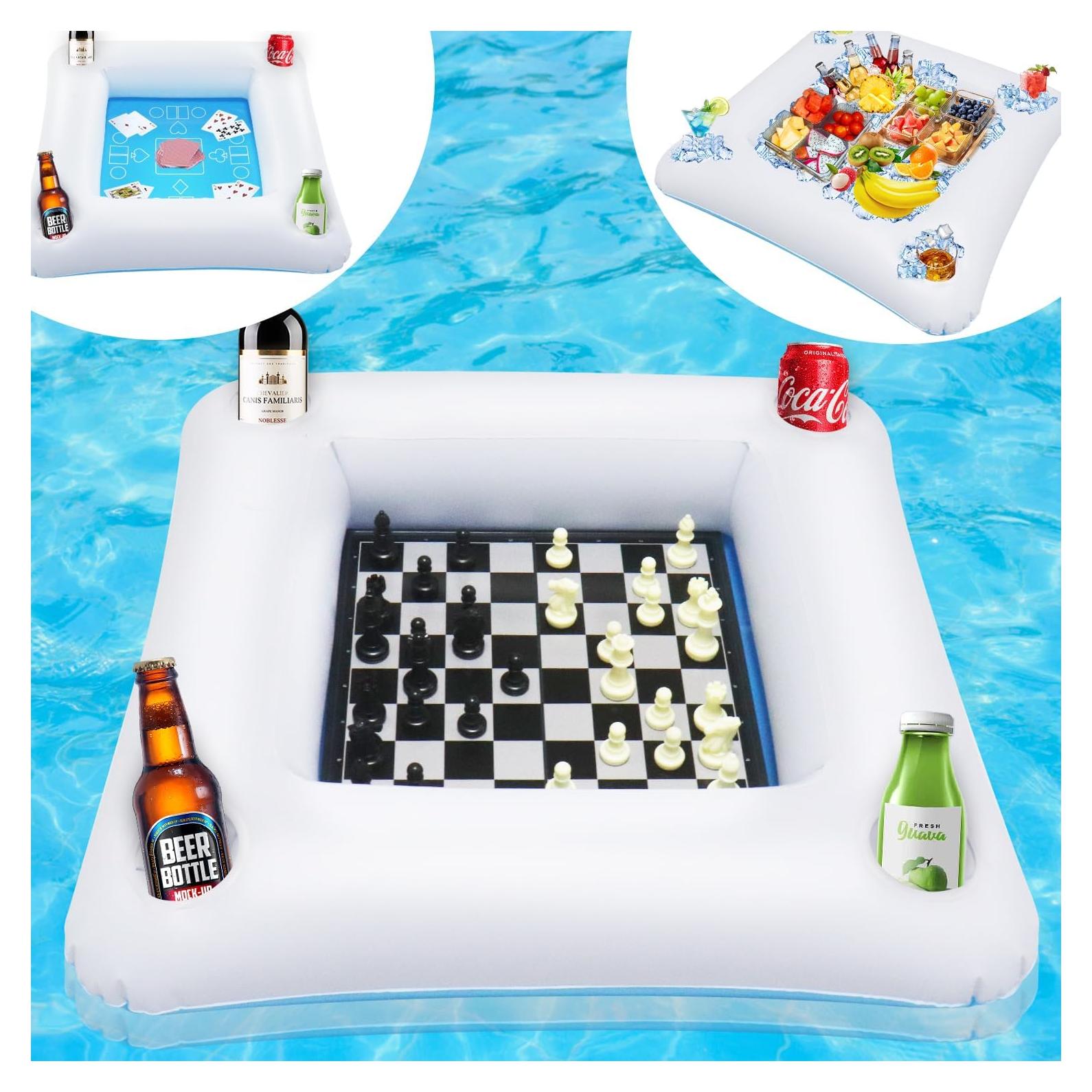 Mesa de Juego Flotante Mostop para Piscina con Ajedrez y Cartas