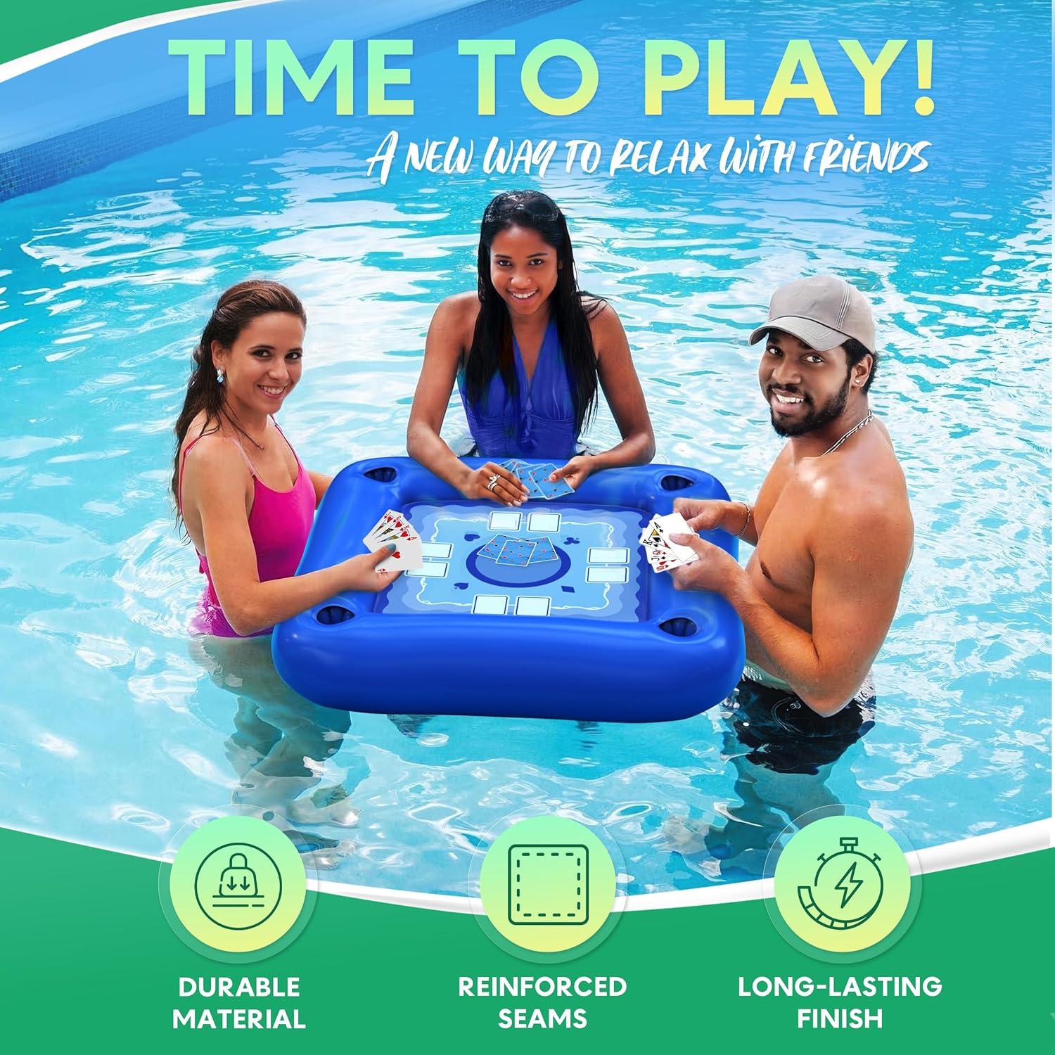 Mesa Flotante para Piscina DIMROM con Portavasos y Cartas