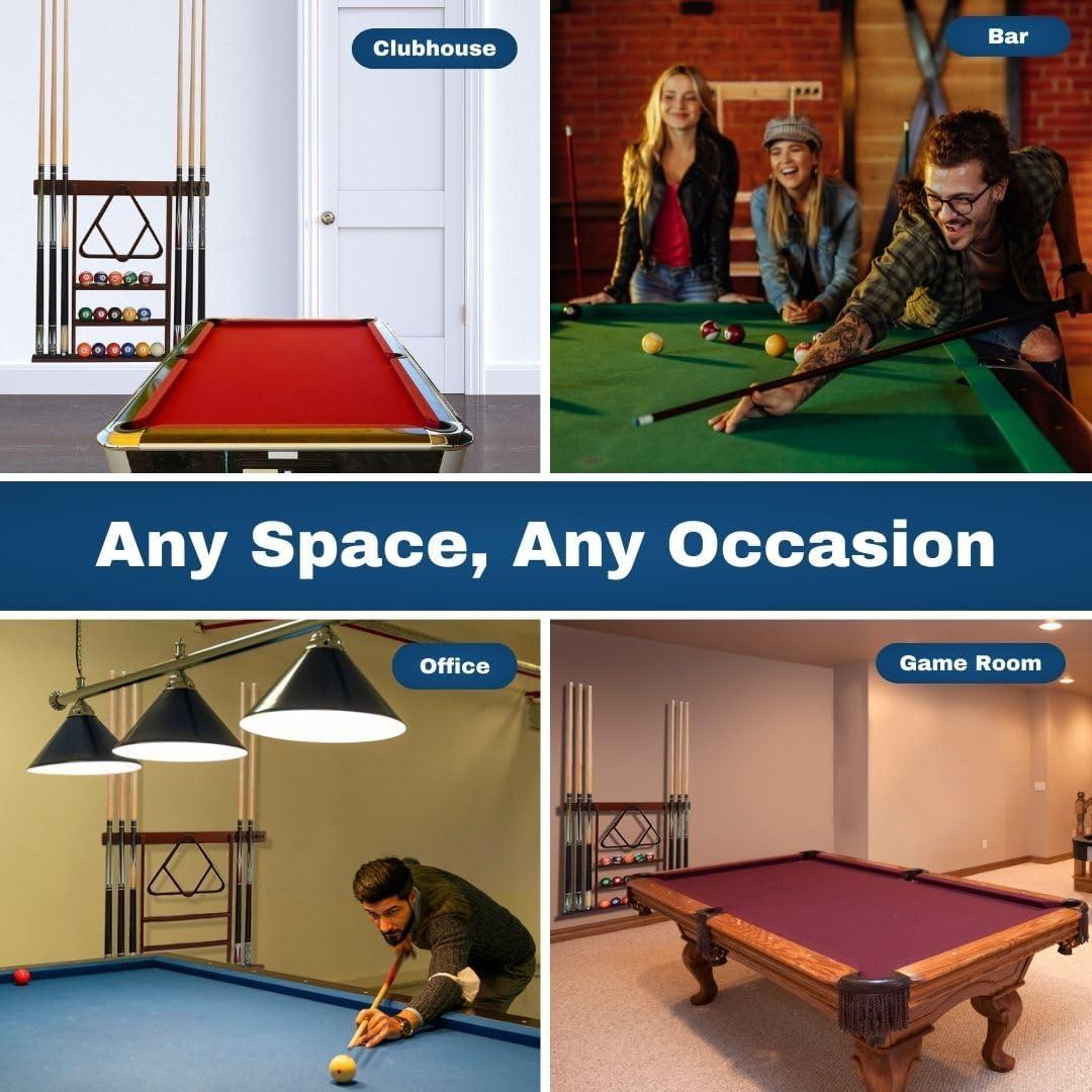 Soporte de pared para tacos de billar Flintar, madera dura negra