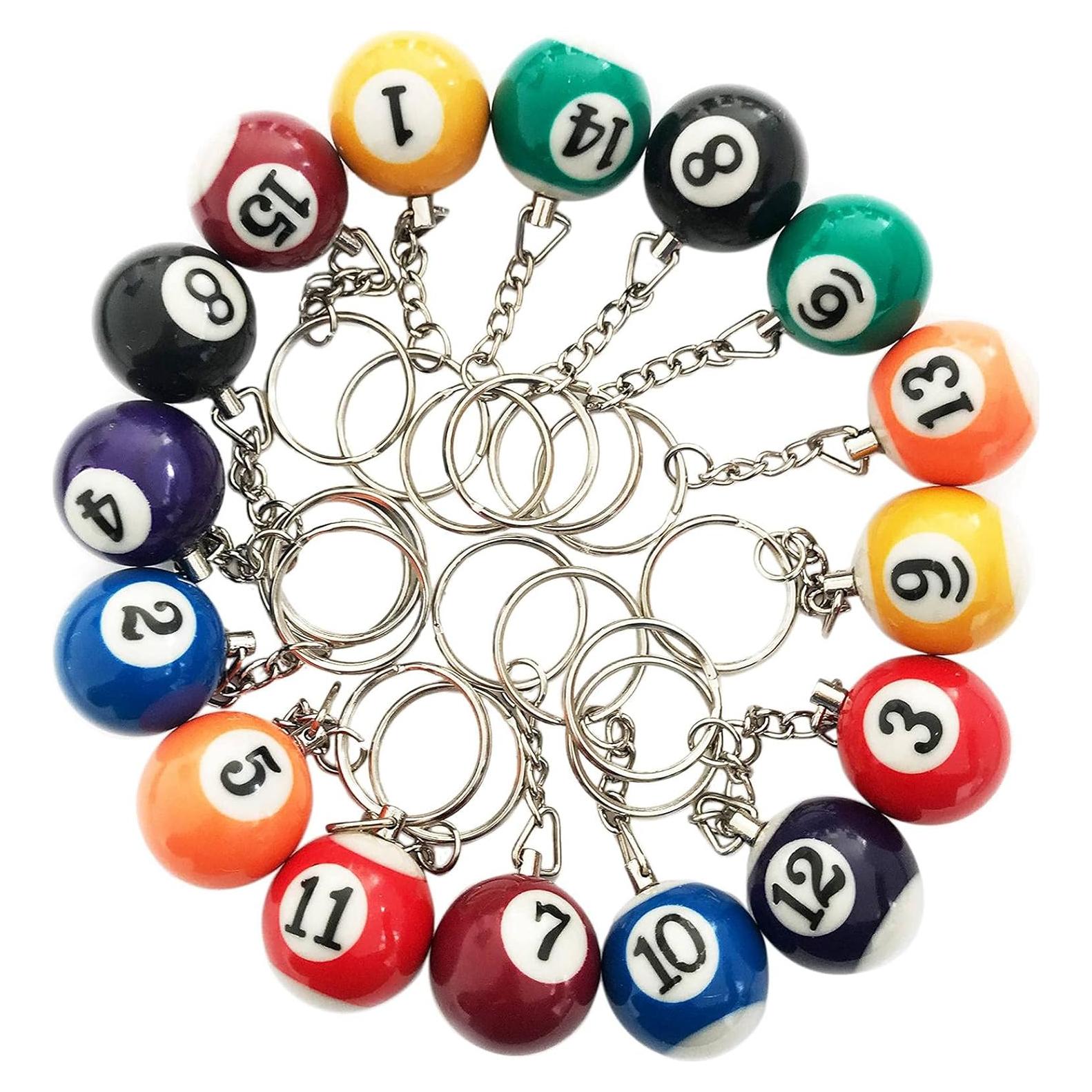 Llaveros de Bola de Billar JUSTAUS 16 Pcs Multicolor