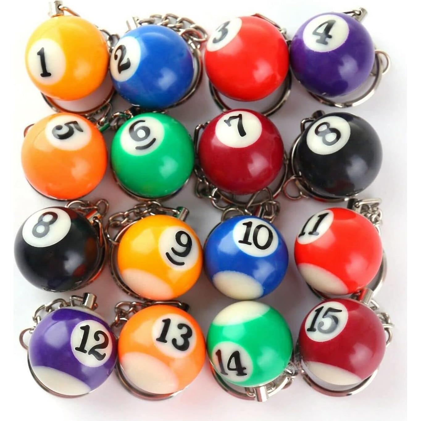 Llaveros de Bola de Billar JUSTAUS 16 Pcs Multicolor