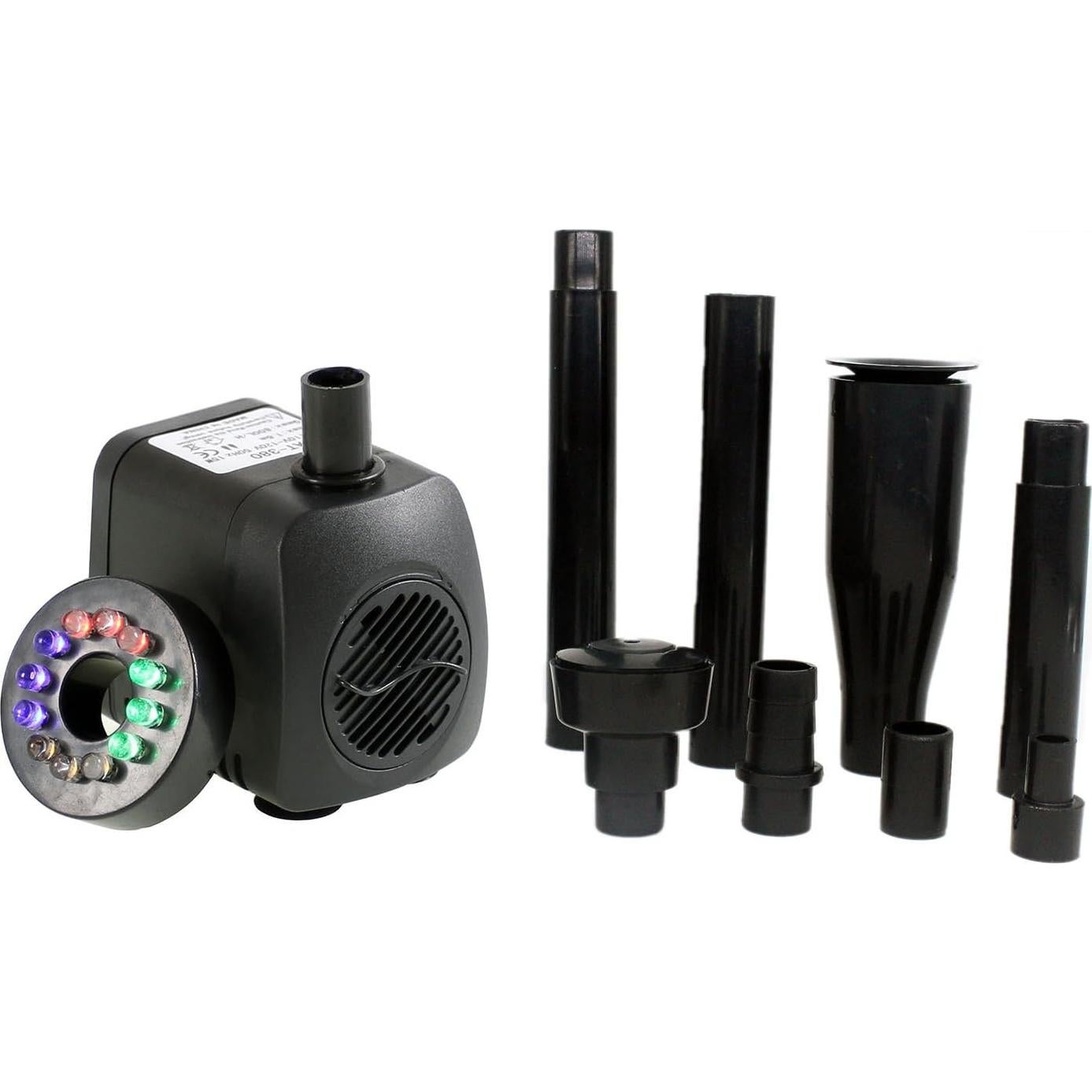 Bomba de Agua Lewisia 15W con 12 Luces LED y Cabezal Negro