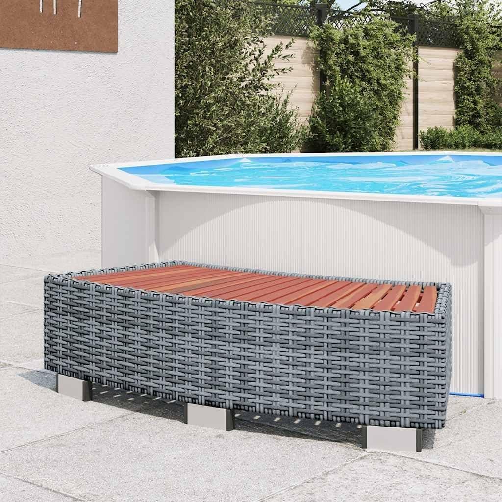 Escalón de Spa vidaXL Gris - Rattan PE y Madera Eucalipto 92x45cm