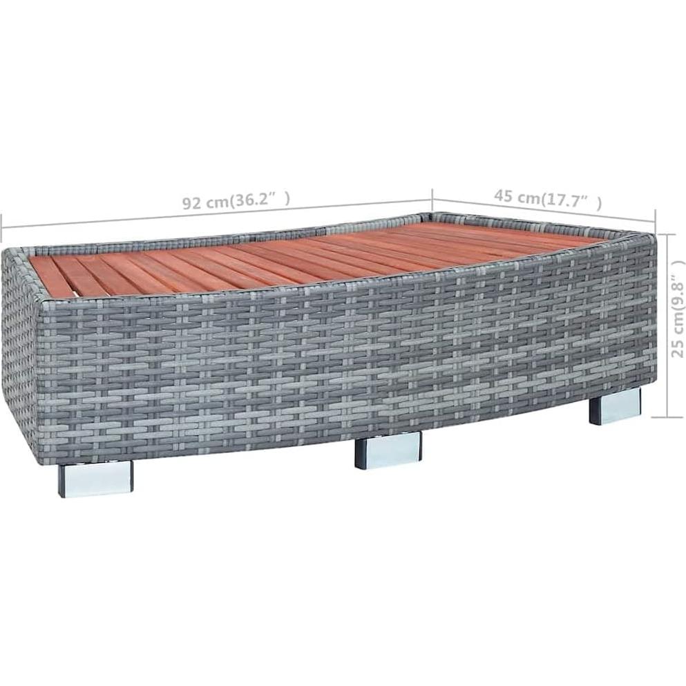Escalón de Spa vidaXL Gris - Rattan PE y Madera Eucalipto 92x45cm