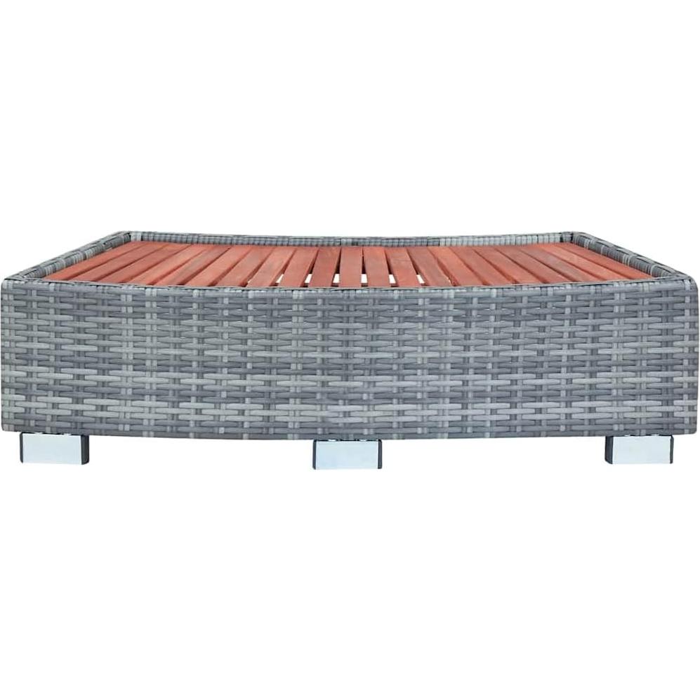 Escalón de Spa vidaXL Gris - Rattan PE y Madera Eucalipto 92x45cm
