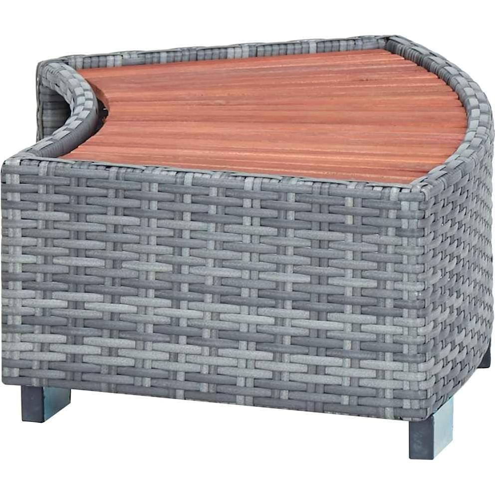 Escalón de Spa vidaXL Gris - Rattan PE y Madera Eucalipto 92x45cm