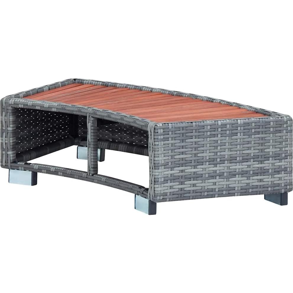 Escalón de Spa vidaXL Gris - Rattan PE y Madera Eucalipto 92x45cm