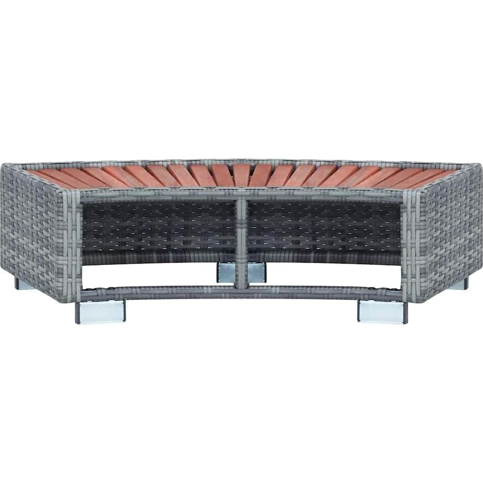 Escalón de Spa vidaXL Gris - Rattan PE y Madera Eucalipto 92x45cm