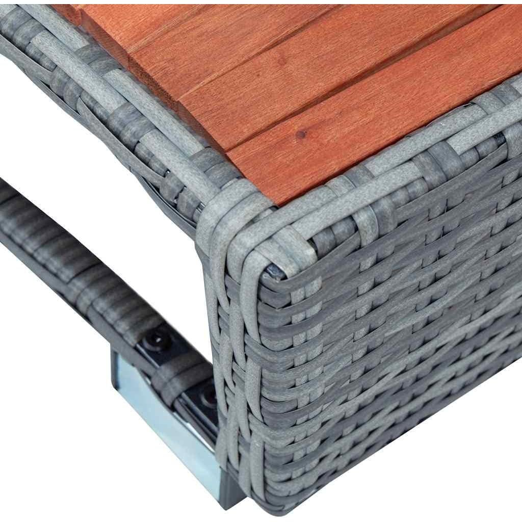 Escalón de Spa vidaXL Gris - Rattan PE y Madera Eucalipto 92x45cm