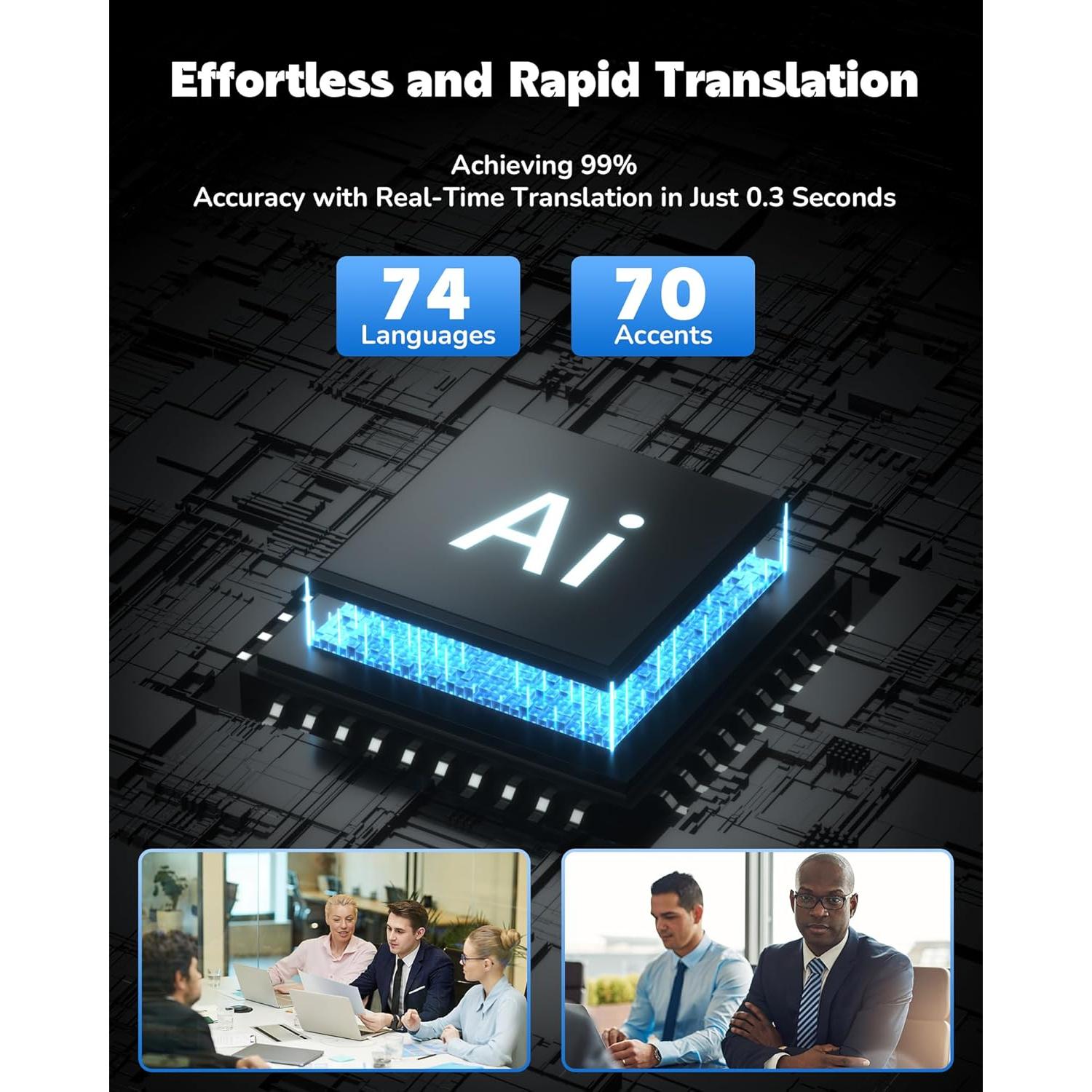 Auriculares de Traducción Inalámbricos SRICH Negro 144 Idiomas