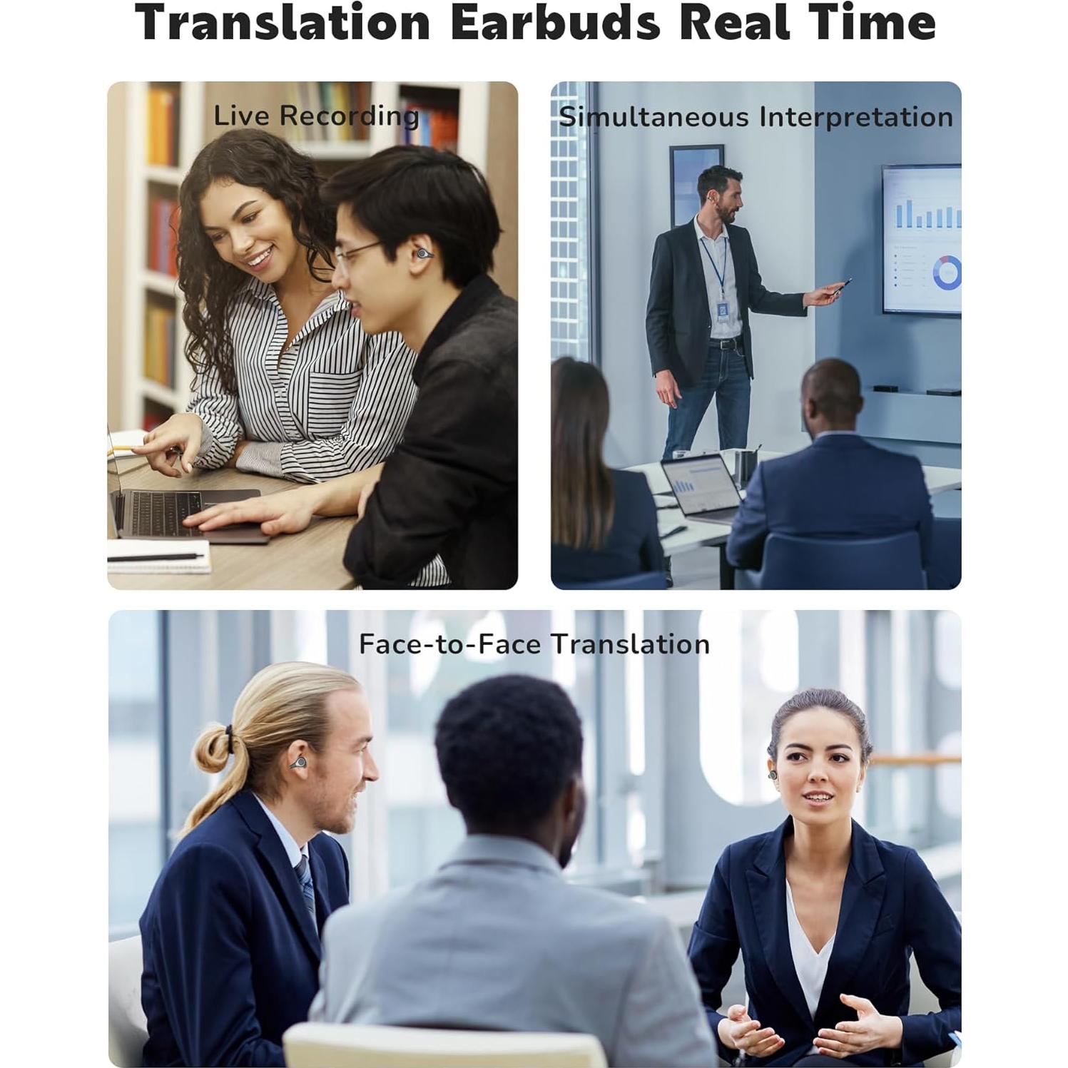 Auriculares de Traducción Inalámbricos SRICH Negro 144 Idiomas